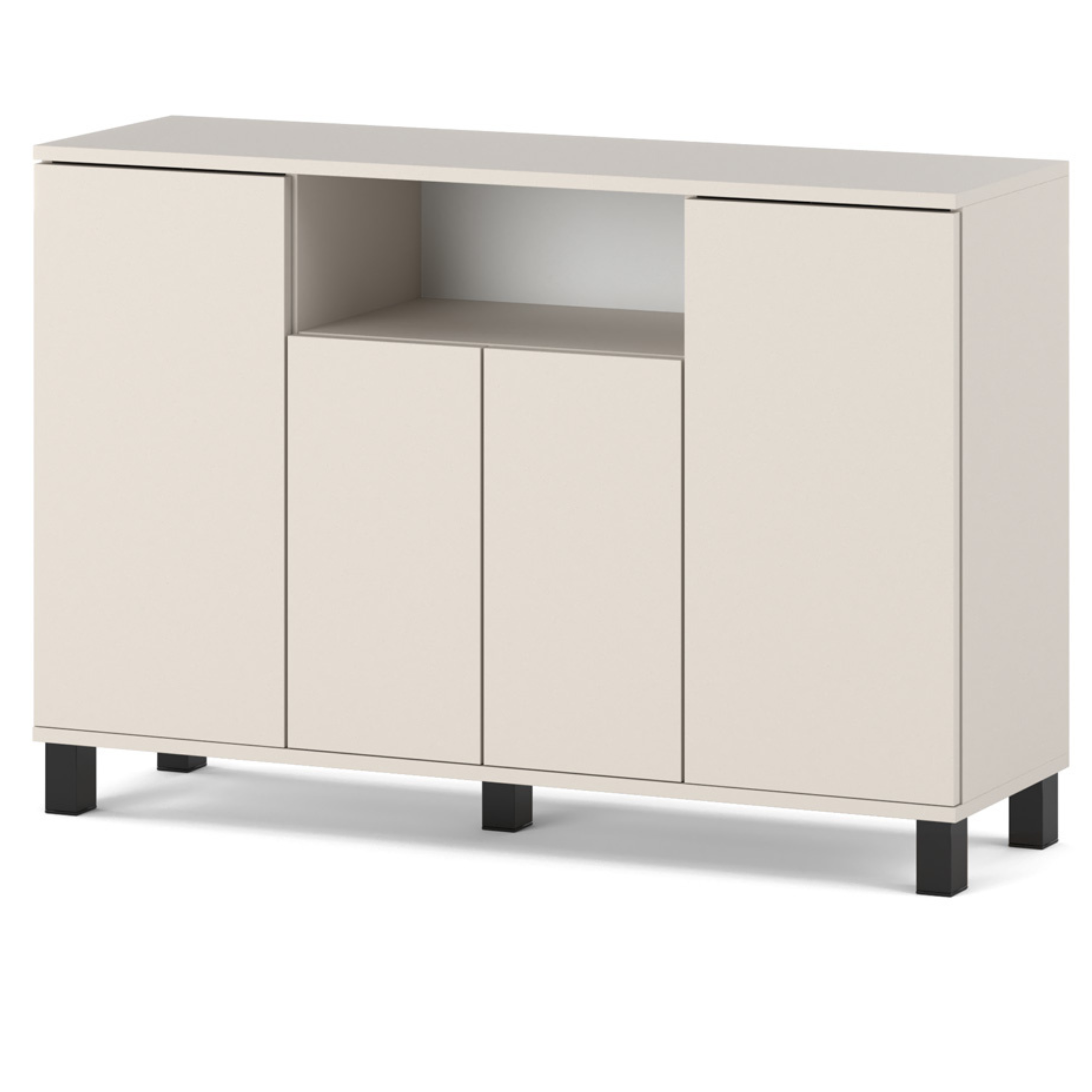 Commode Beige - Cachemire 120 Cm 4 Portes - Meuble Tv Moderne Pour Salon Et Chambre - Buffet De Rangement Design