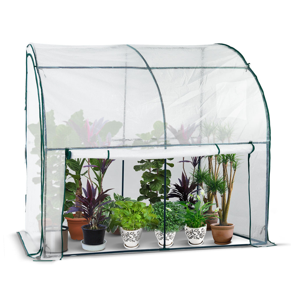 Vounot Serre De Jardin Hivernage Murale Adossee Avec Bache Pe 200x100x180cm Blanc