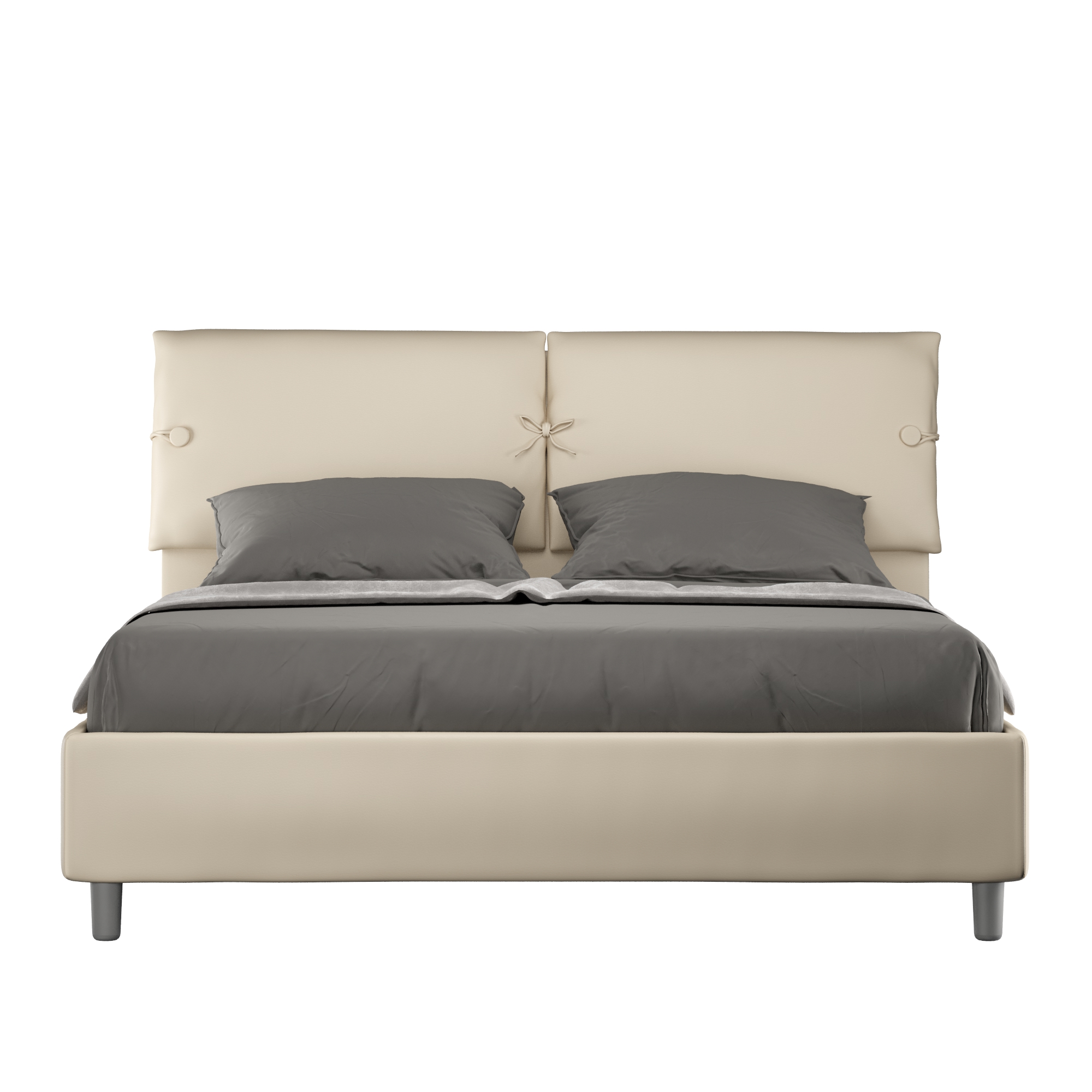 Lit Coffre Rembourré 160x190 Similicuir Taupe Sleeper