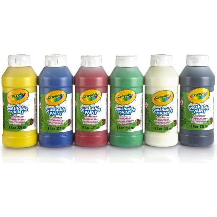 Crayola - 6 Bouteilles De Peinture Lavable - Peinture Et Accessoires