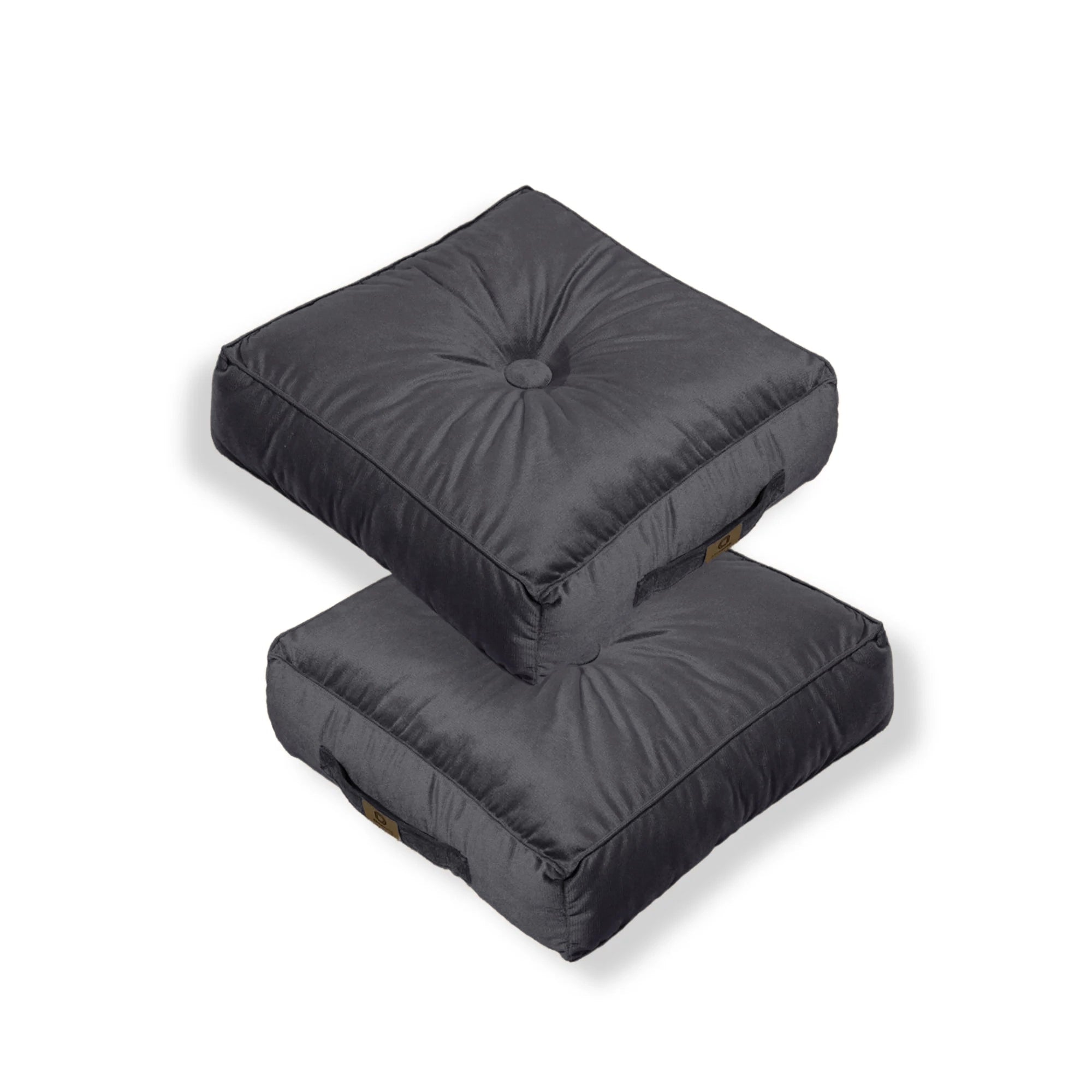 Pouf En Velours 50 X 50 X 14 Cm Ensemble De 2 - Gris Foncé
