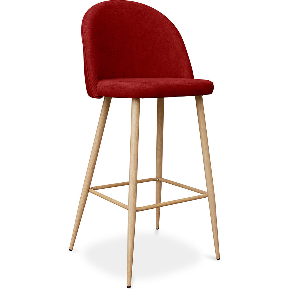 Tabouret Tapissé En Tissu - Design Scandinave - 76cm - Evelyne Rouge