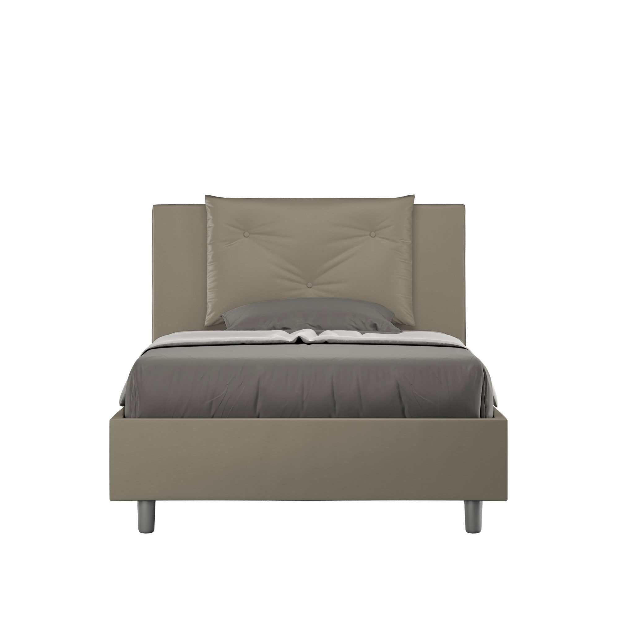Lit 1 Place Et Demi Avec Sommier Rembourré 120x190 Similicuir Cappuccino Appia