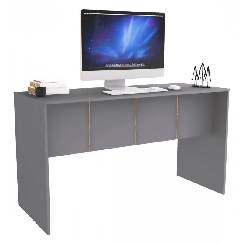 Bureau Beaux Meubles Pas Chers 136 X 76 X 54 Cm Gris Mat Panneaux De Particules