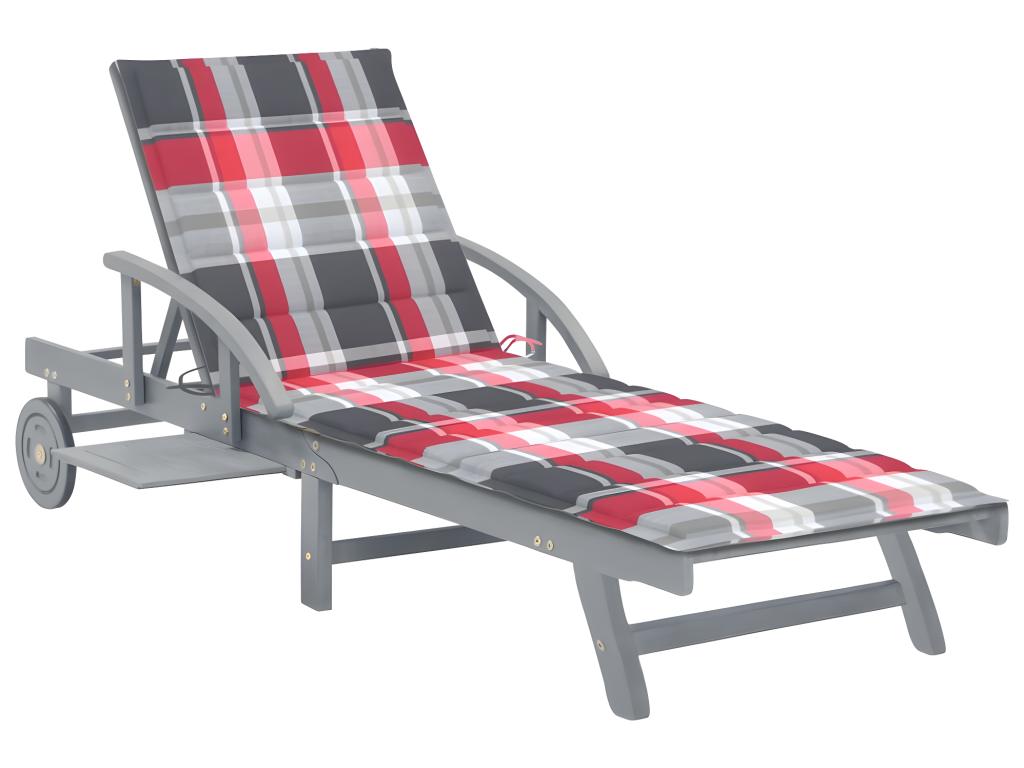 Transat Chaise Longue Bain De Soleil Lit De Jardin Terrasse Meuble D'extérieur Avec Coussin Bois D'acacia Solide 02_0012
