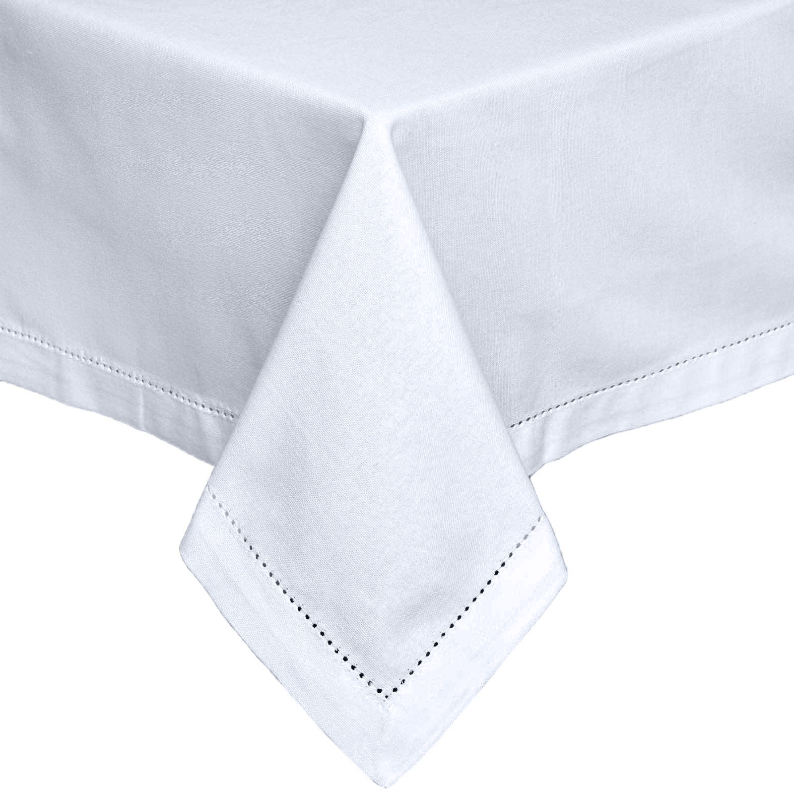 Nappe De Table Rectangulaire En Coton Unie Blanc - 137x178cm - Homescapes