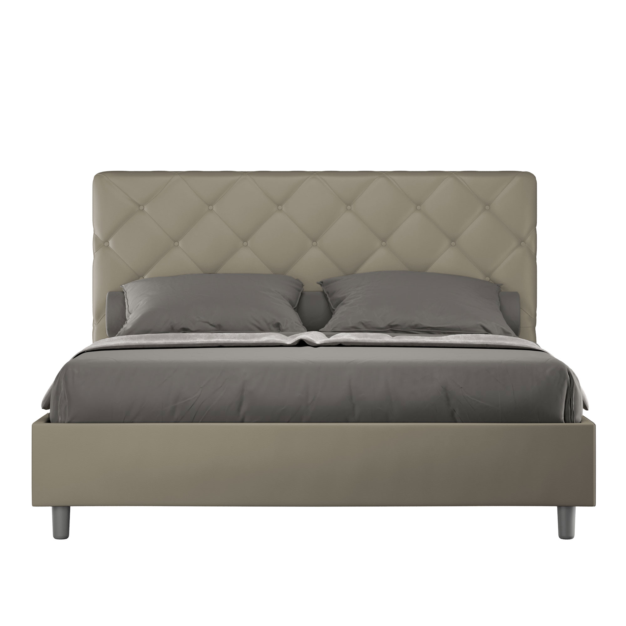 Lit Sans Sommier Rembourré 160x190 Similicuir Cappuccino Priya
