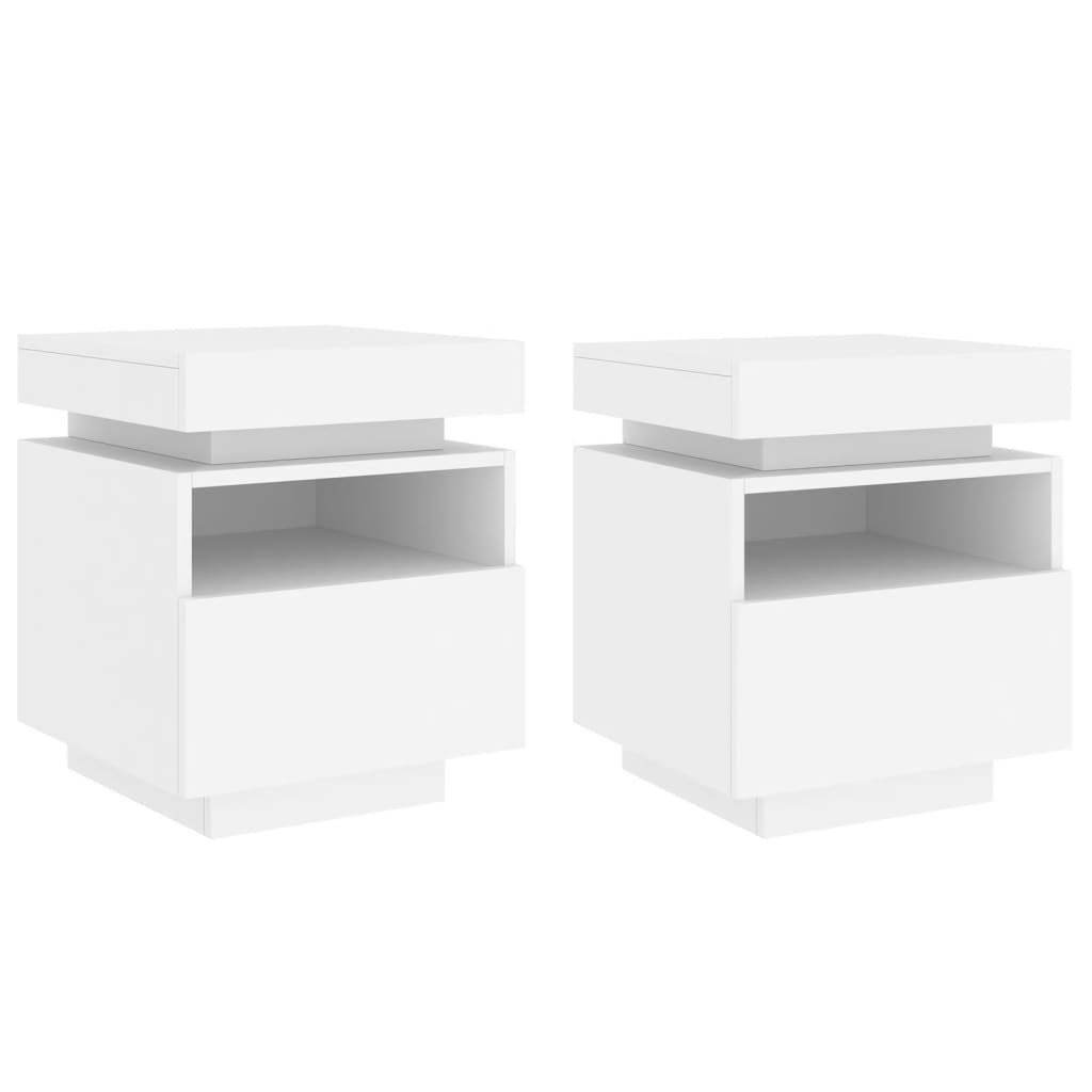 Lot De 2 Tables De Chevet Avec Tiroirs Et Lumières Led Rvb 40 X Dec032825