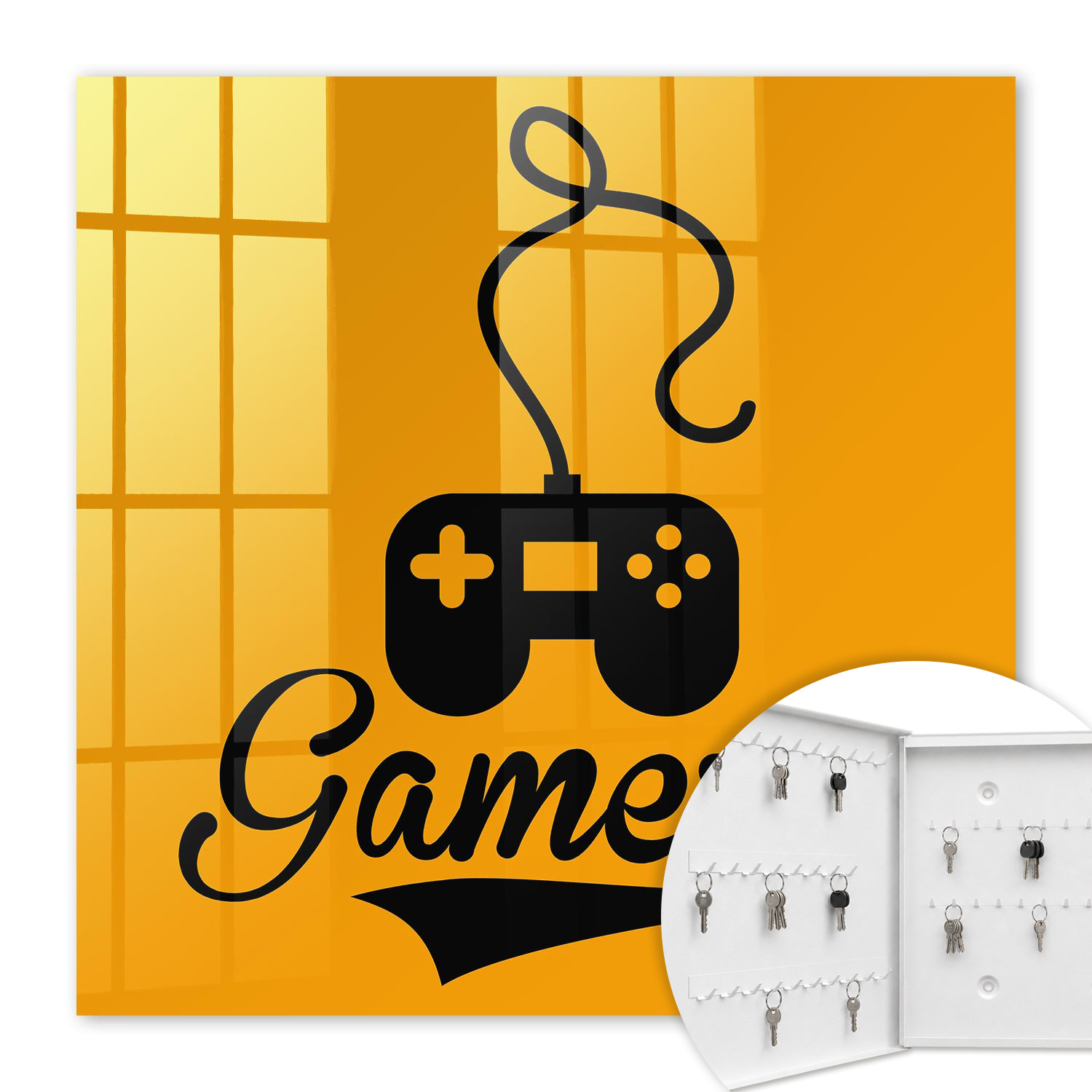 Armoire À Clés - (30 Cm X 30 Cm) - Boîte À Clés Murale - Coffret De Rangement Pour Clés - Couleur Blanche - Ouverture Vers La Gauche - Pour Maison Et Bureau - Pad Et Le Mot Gamer