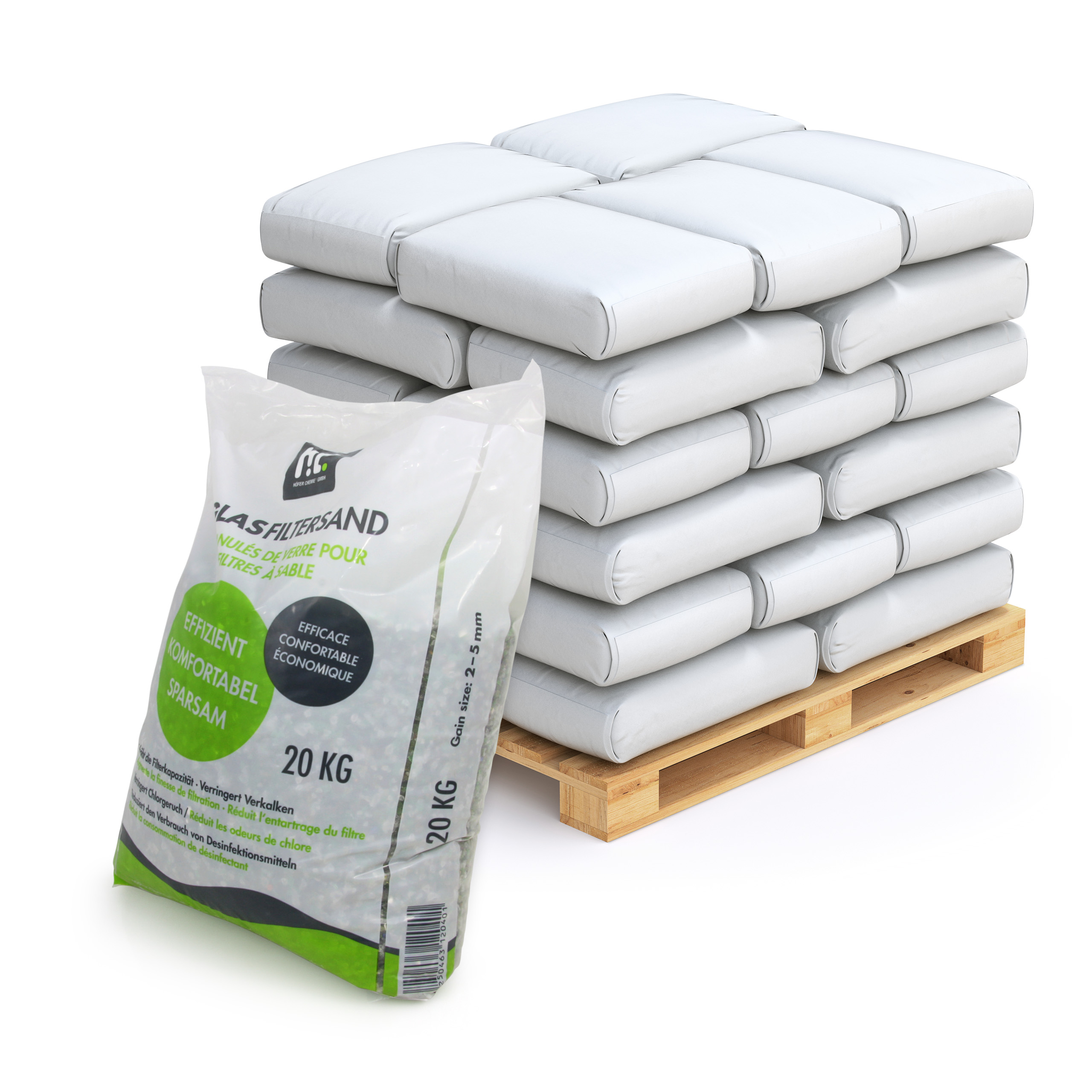 40 X 20 Kg De Granulés De Verre Fin Pour Filtre À Sable - Granulométrie 2 - 5 Mm - Filtration Optimisée/longue Durée