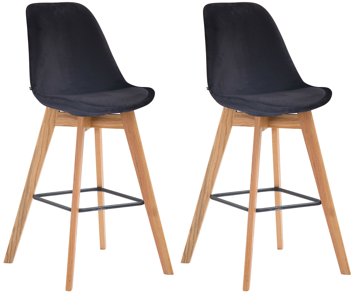 Lot De 2 Tabourets De Bar Metz Velours Naturel Noir