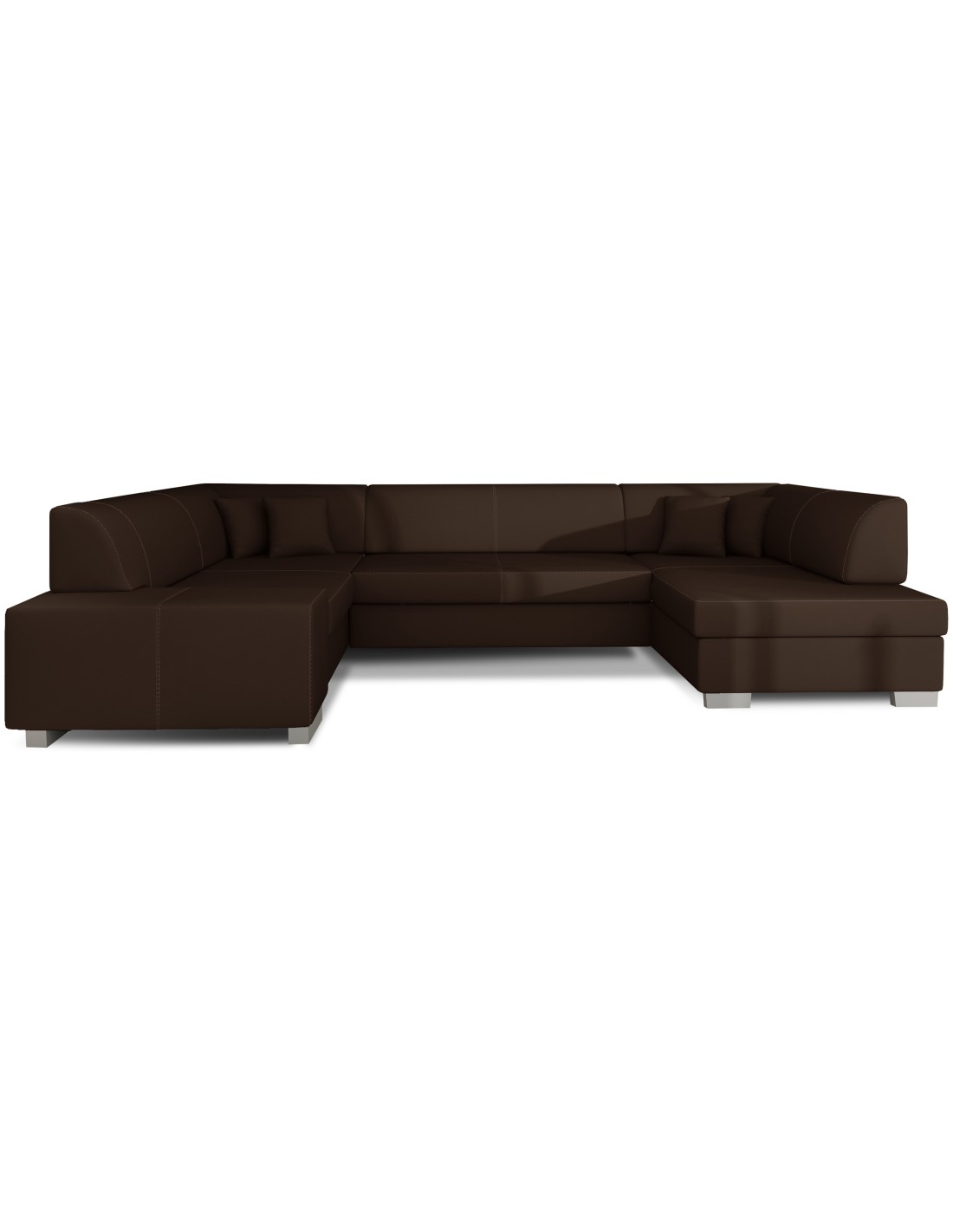 Canapé Panoramique En U Chocolat Convertible 6 Places Havane Ressorts Ondulés
