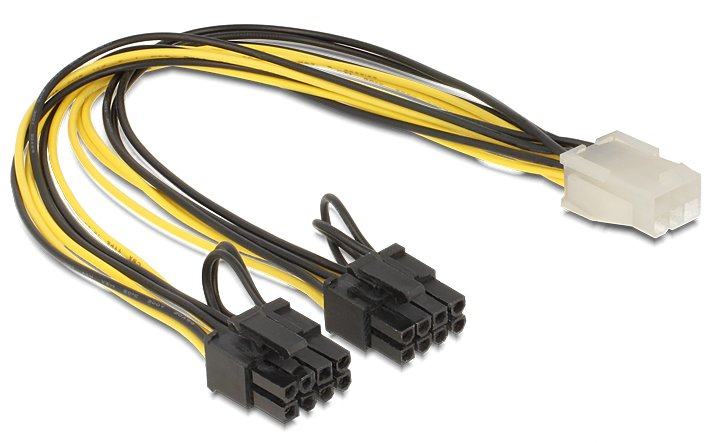 Delock 83433 Cable De Internal Power 0.3 M - Cables De Internal Power (0.3 M, Pci-e (6+2 Pin), Pci-e (6-pin), Male/female, Black, White, Yellow).