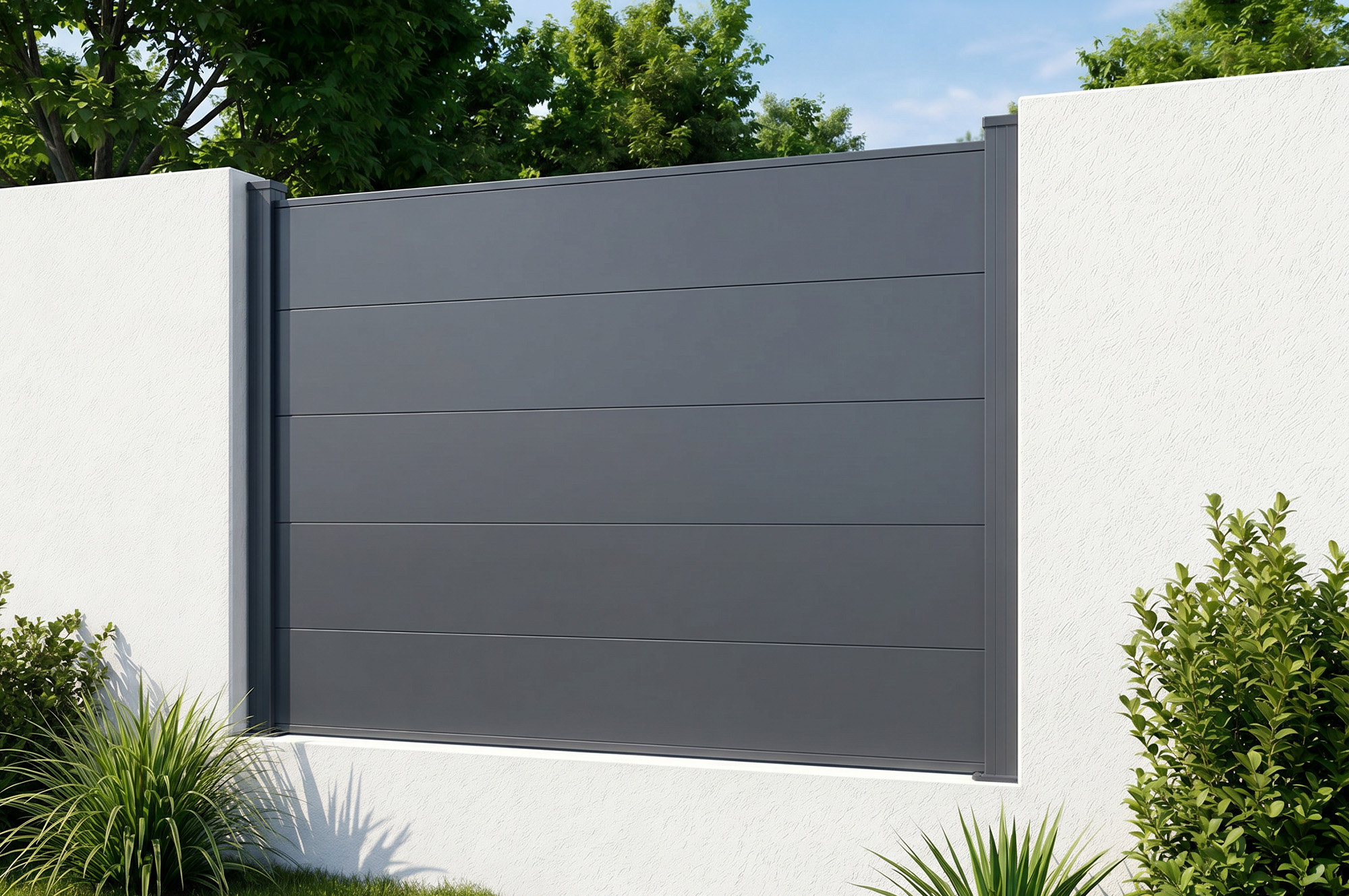 Clôture Aluminium Lames Larges 2m H.150 Gris Anthracite - Alpis