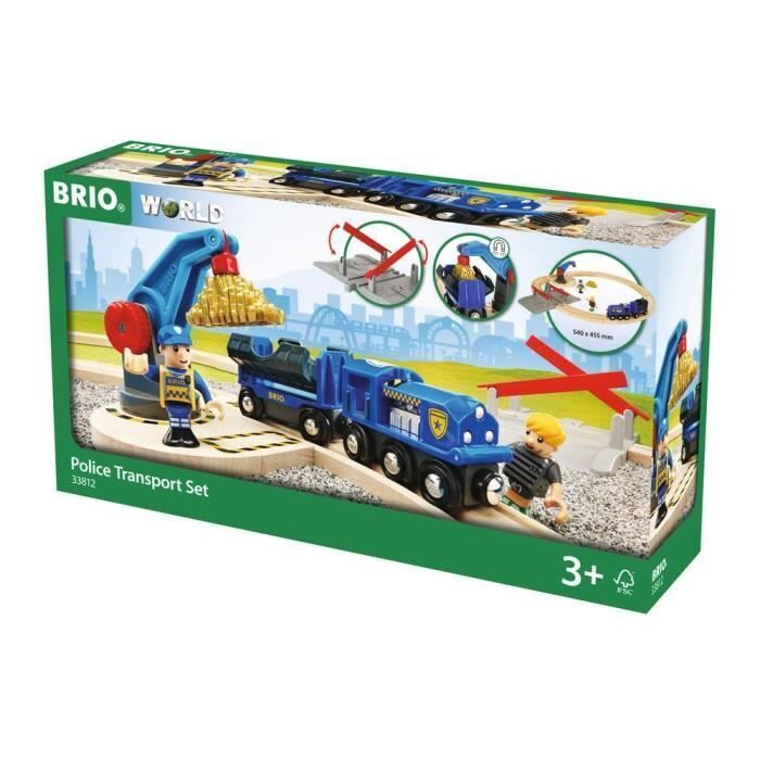 Brio World Circuit Police - Coffret Complet 17 Pieces - Circuit De Train En Bois