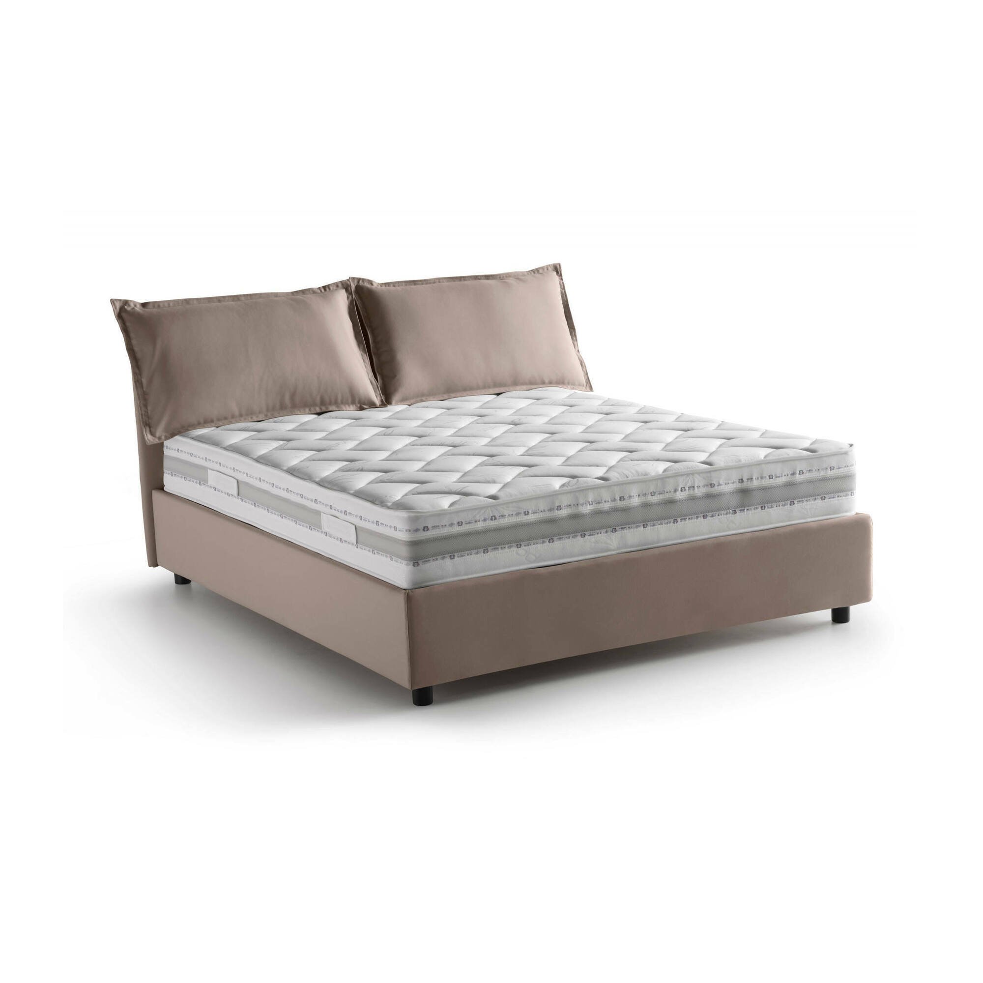 Lit Double En Tissu Tourterelle 140x190 Cm