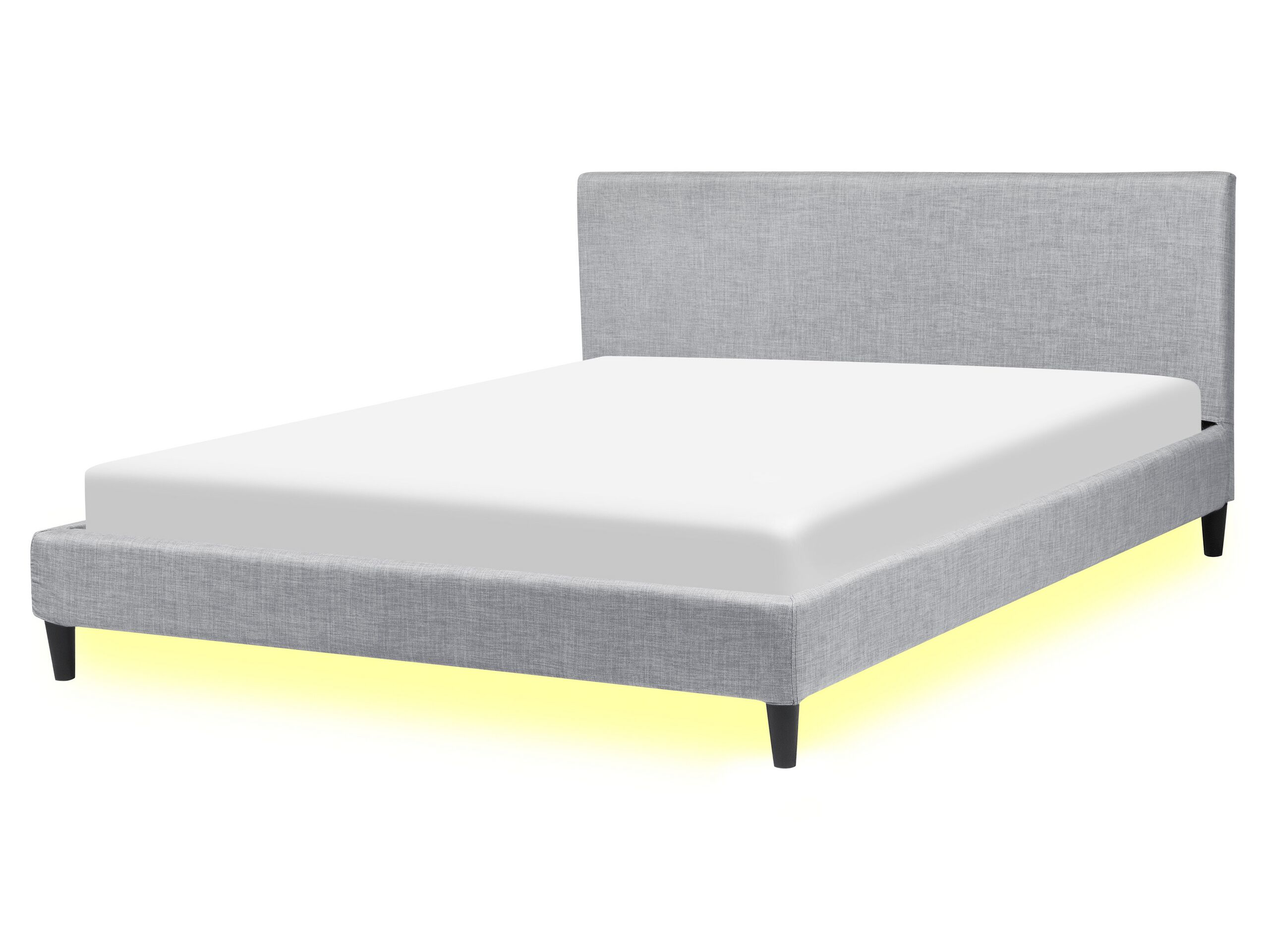 Lit Avec Led Tissu Fitou 160 X 200 Cm Gris Clair