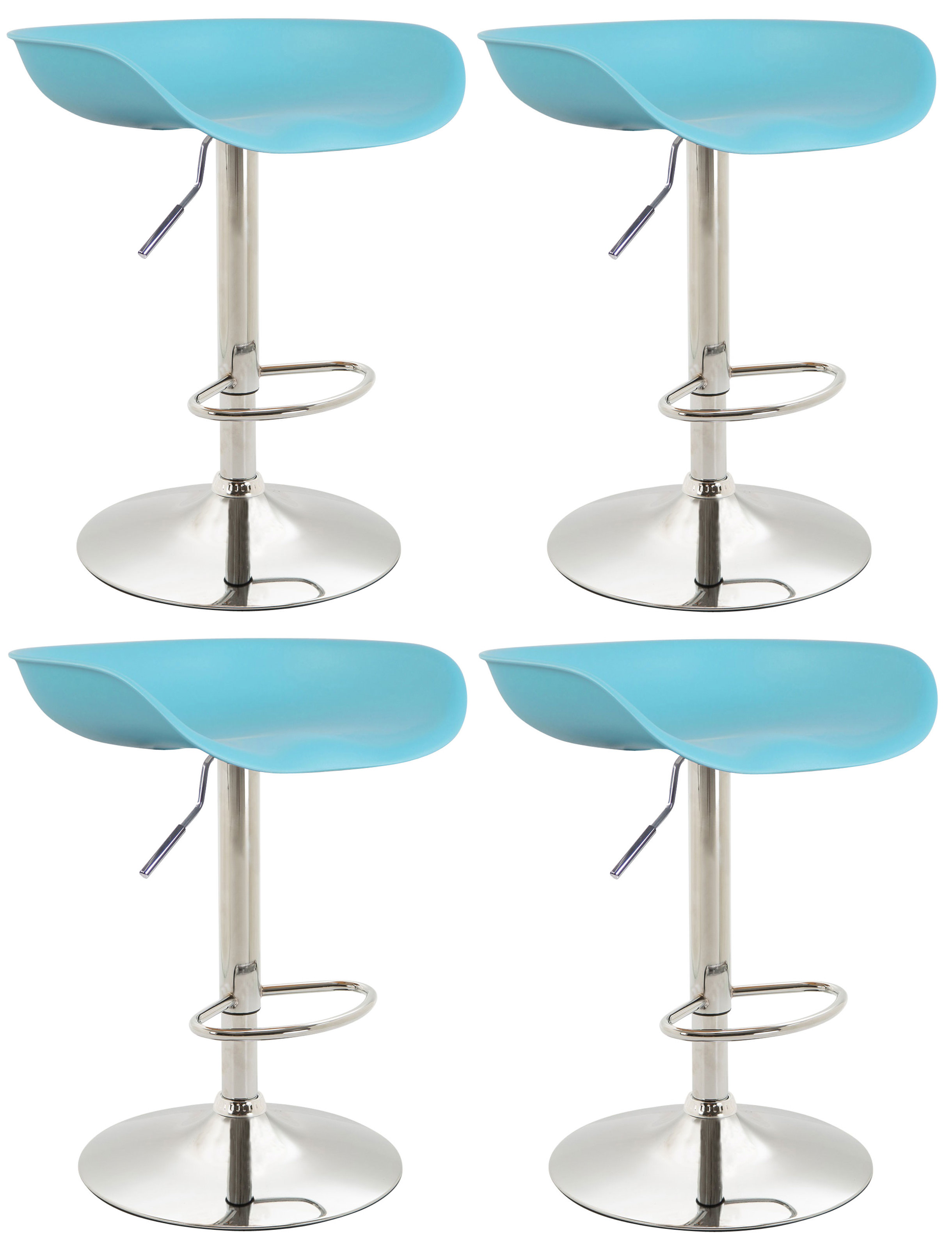 Lot De 4 Tabourets De Bar Anaheim Plastique Chromé Bleu
