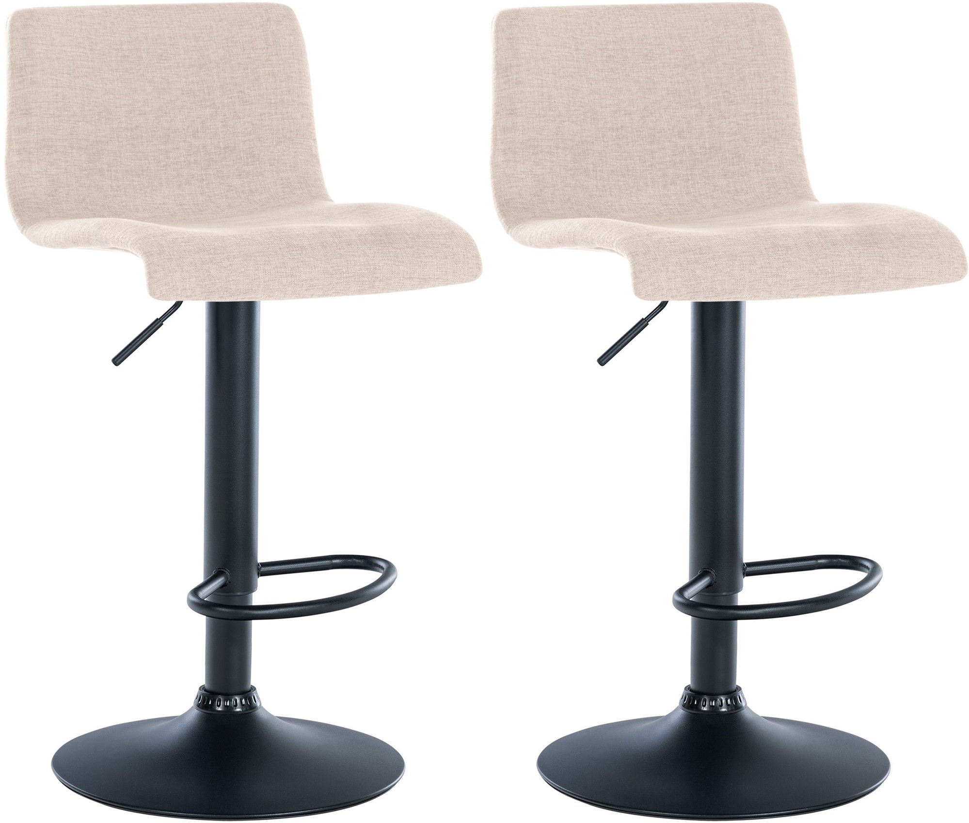 Lot De 2 Tabourets De Bar Design Simple Avec Repose-pieds En Tissu Crème Pieds 10_0004051