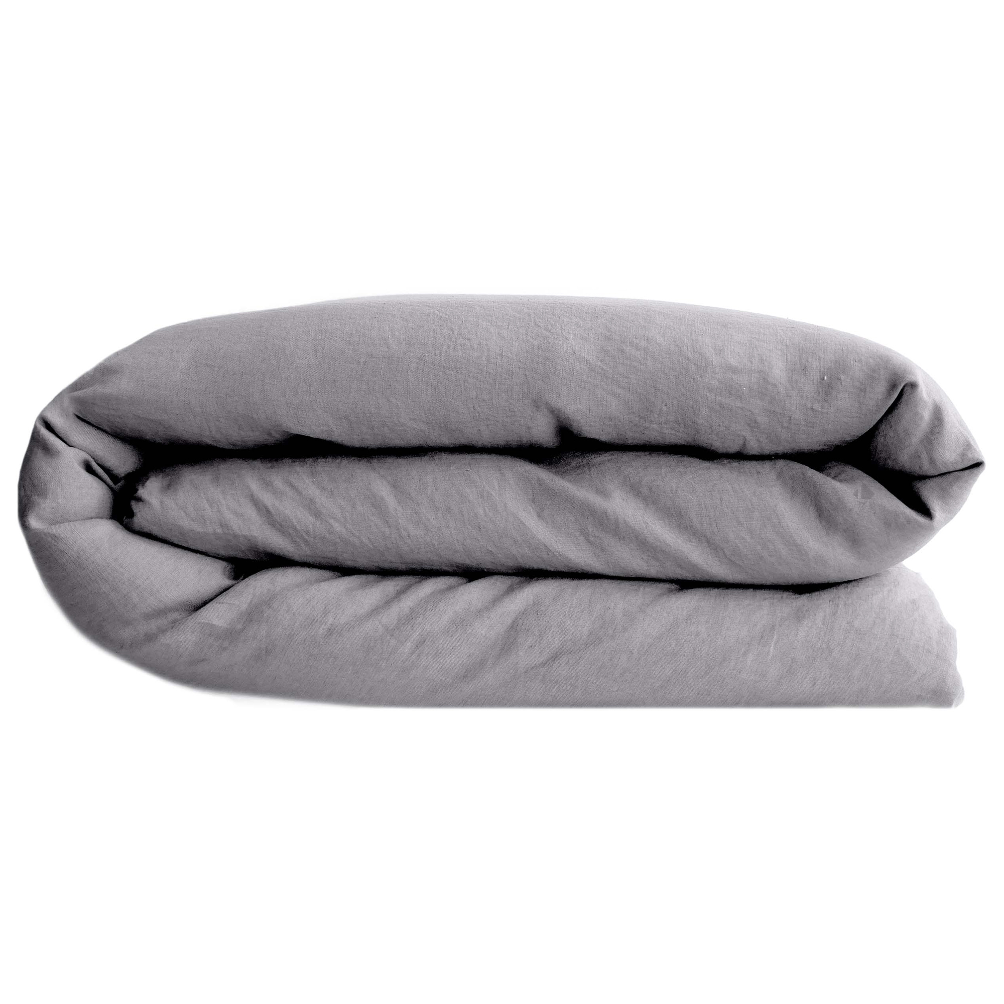 Housse De Couette Palace Pur Coton Lavé 260x240 Cm Uni Gris Acier