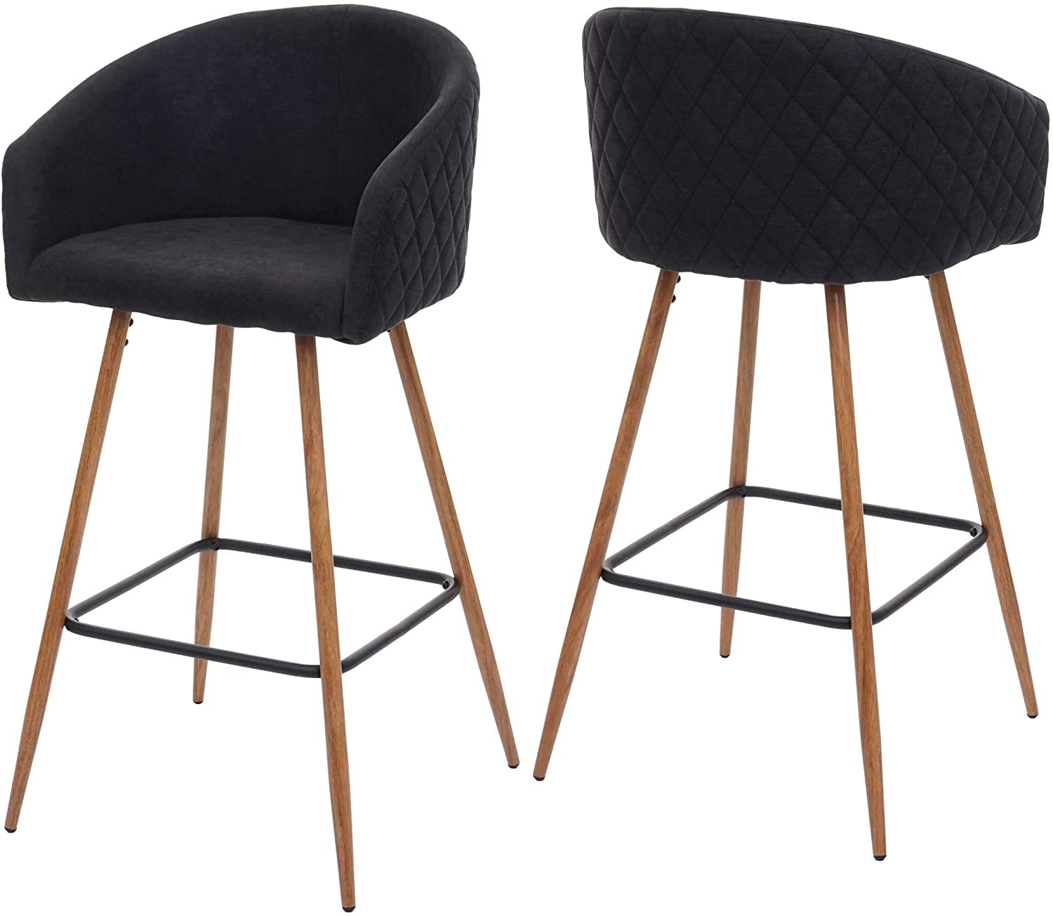 Lot De 2 Tabourets De Bar En Tissu Velours Gris Anthracite Avec Repose-pieds Tdb04067