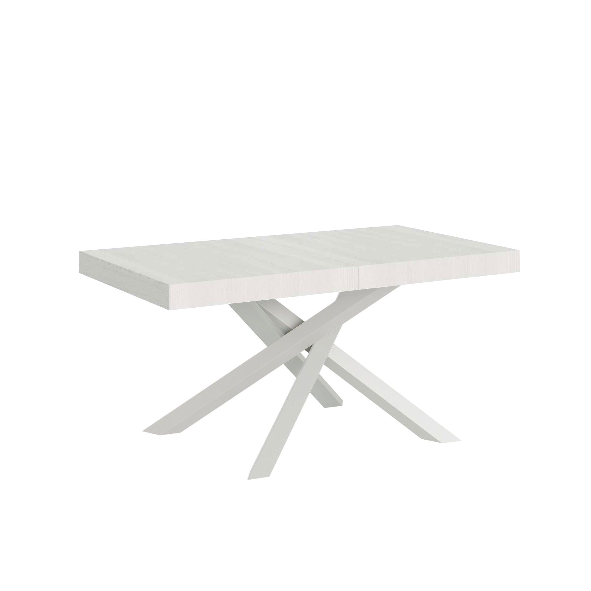 Table Extensible Volantis 160/264x90 Cm Frêne Blanc Pieds Blancs