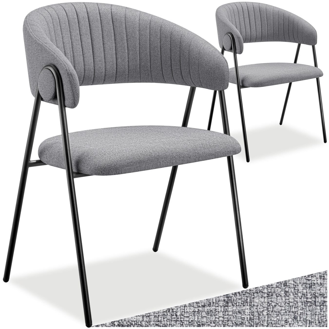 Lot 2 Fauteuils Rembourré Ergonomique En Tissu 150kg Max Gris