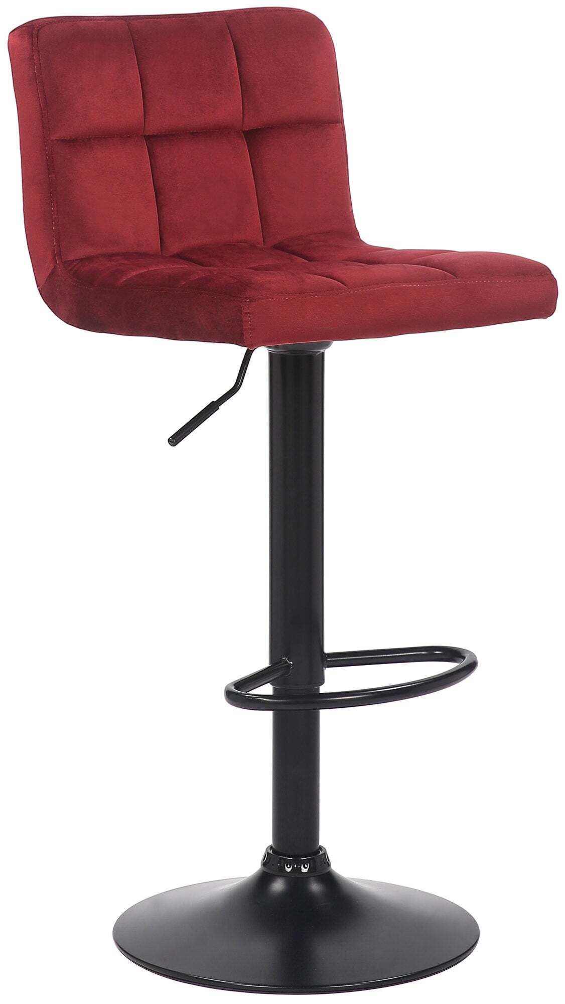 Tabouret De Bar En Velours Rouge Avec Pieds En Métal Noir Assise Rembourée Repose-pieds Tdb10181