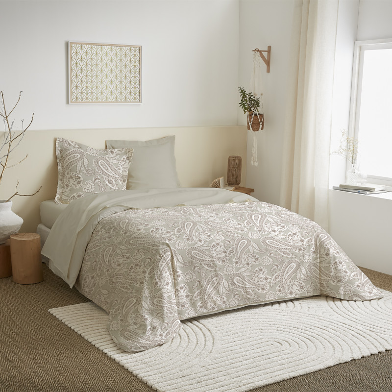 Parure De Draps 4 Pièces Pour Lit 140 X 190 Cm Cachemire Naturel