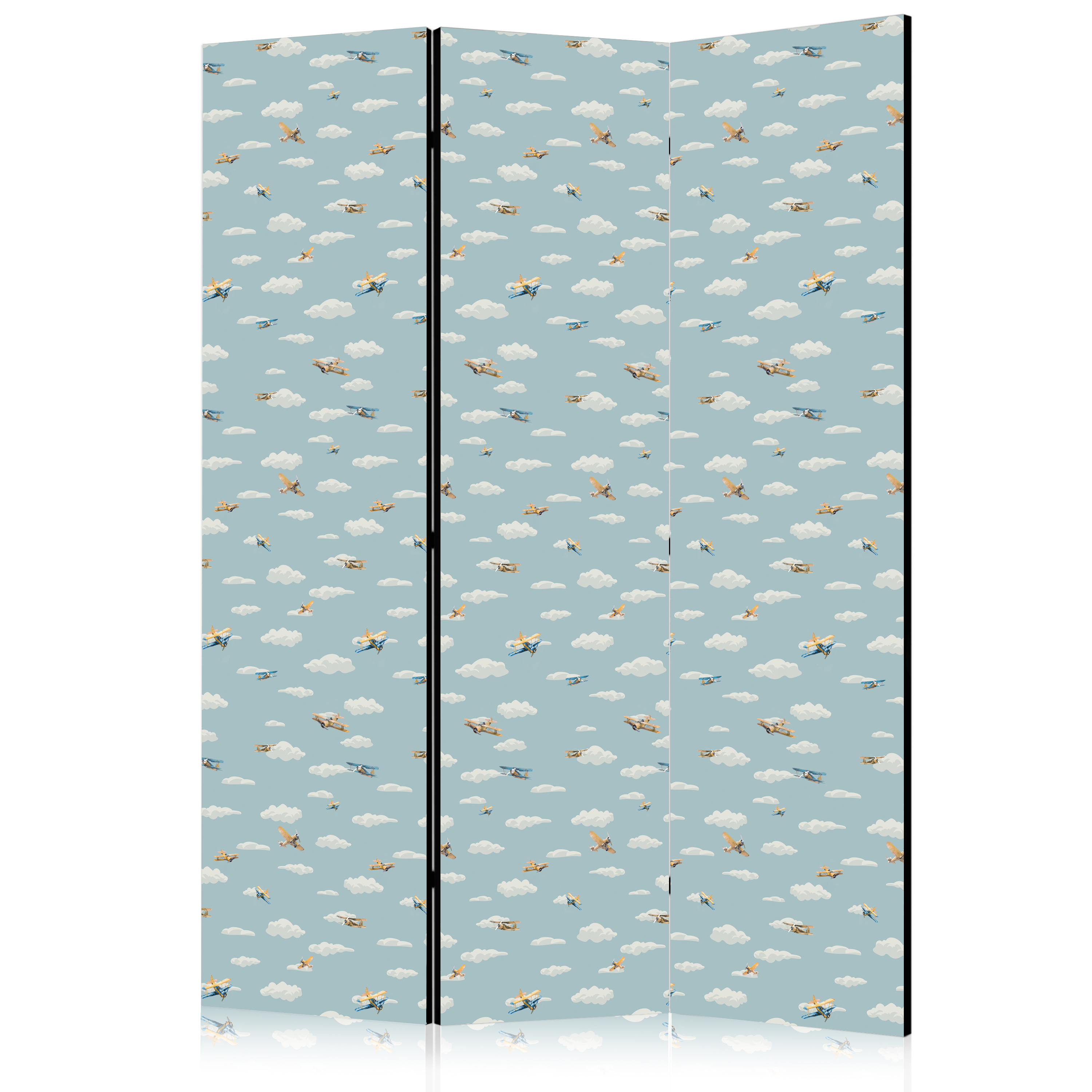Paravent -avions Jaune-bleu Contre Un Ciel Bleu 135x172