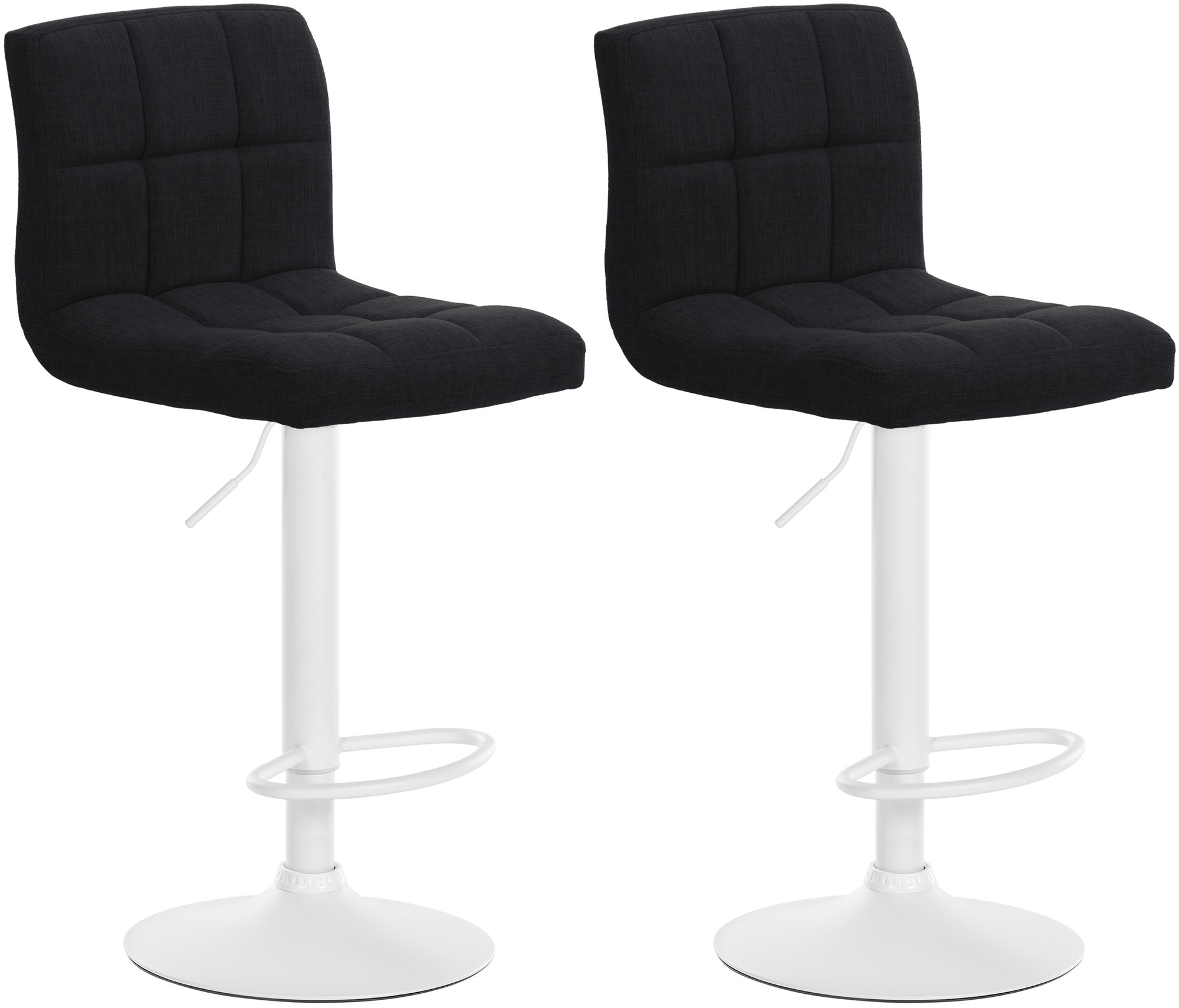 Lot De 2 Tabourets De Bar Calma Tissu Blanc Noir