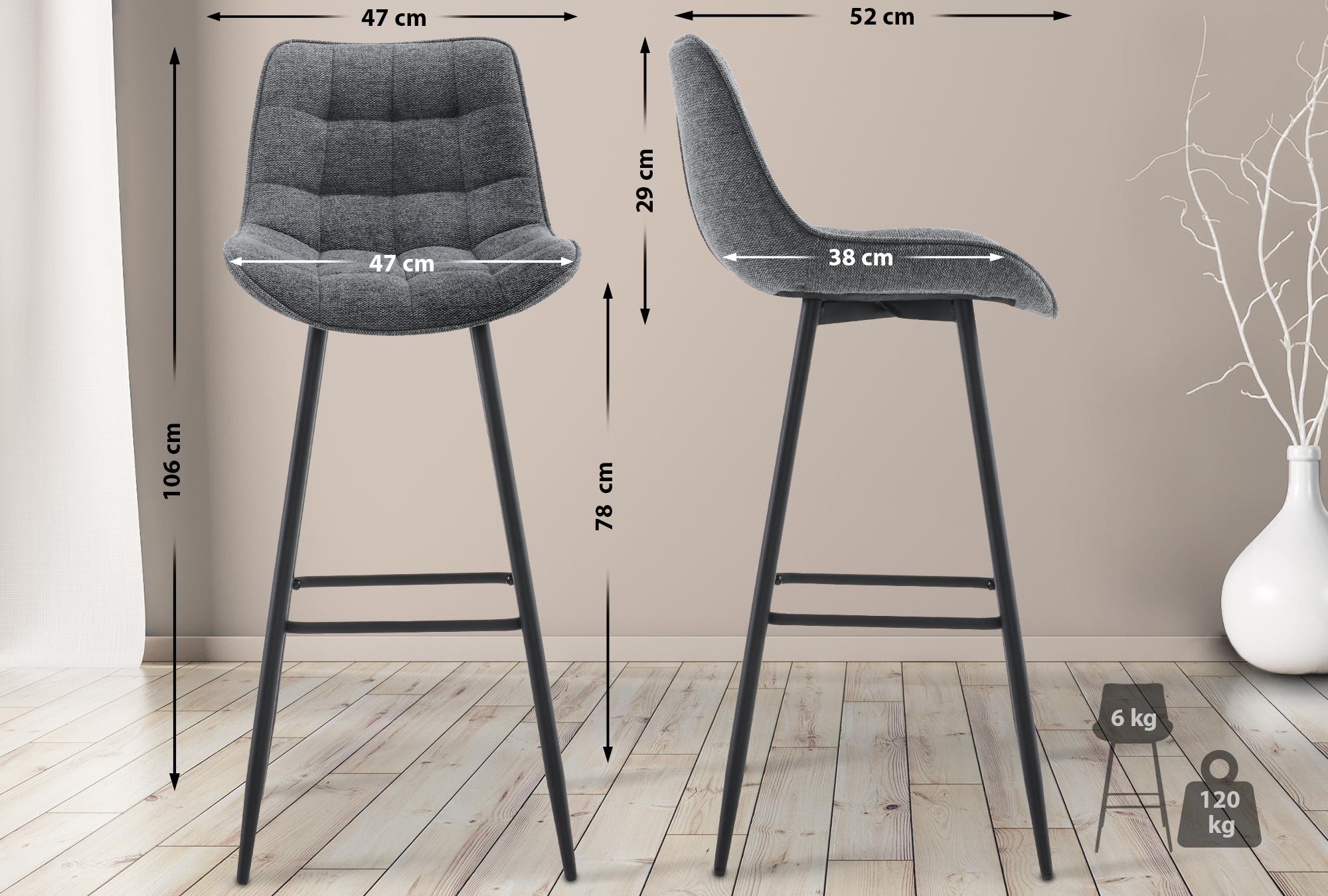 Tabouret De Bar Tissu Dartford Gris Foncé