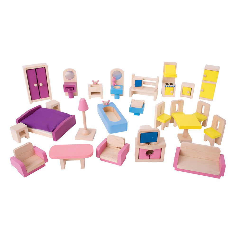 Bigjigs Toys, Ensemble De Meubles De Maison De Poupées En Bois, Adapté Aux ges Dès 3 Ans