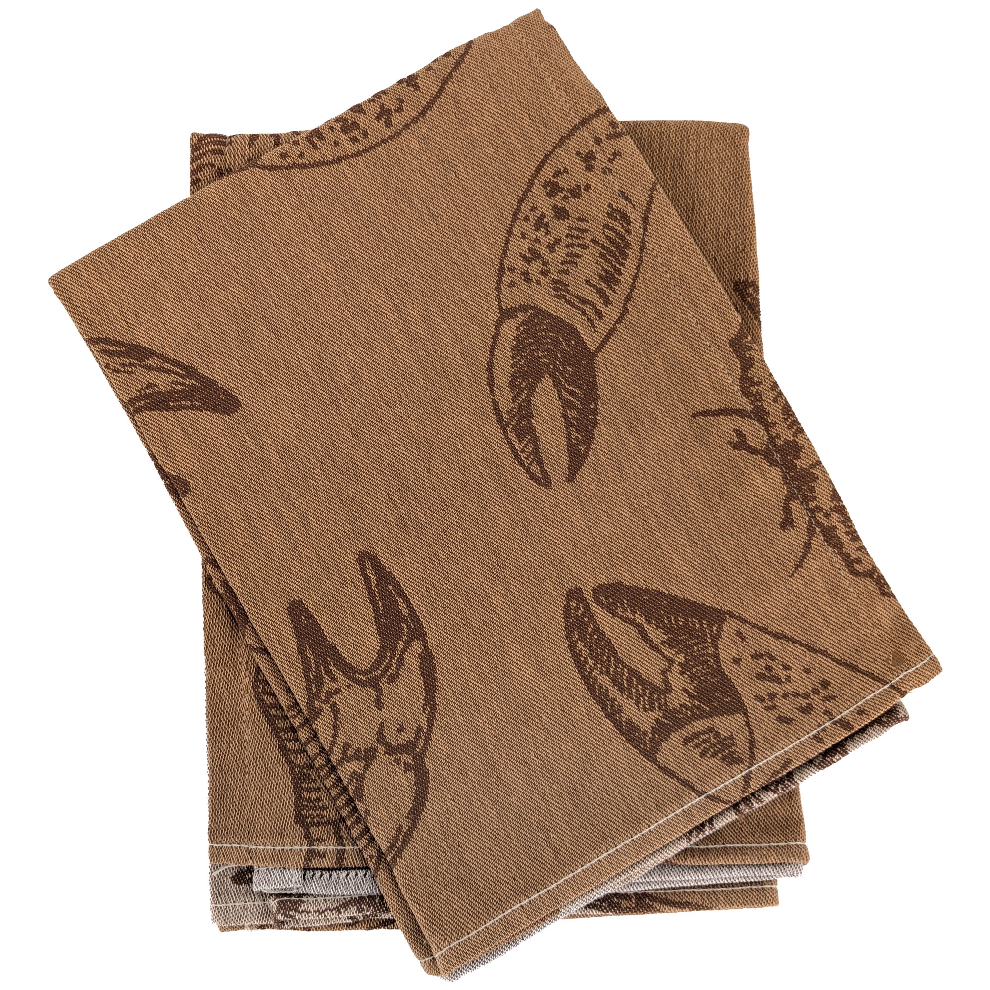 Lot De 2 Torchons De Cuisine 50x70 Cm Coton Atlantic Motif Crabe Beige