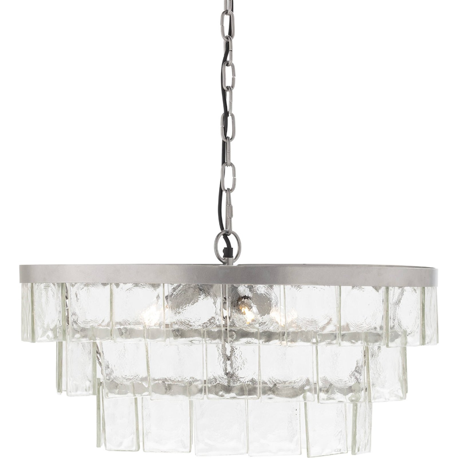 Suspension Design Argent En Métal Et Verre Fondu Élégant - Argent Verre Fondu Transparent