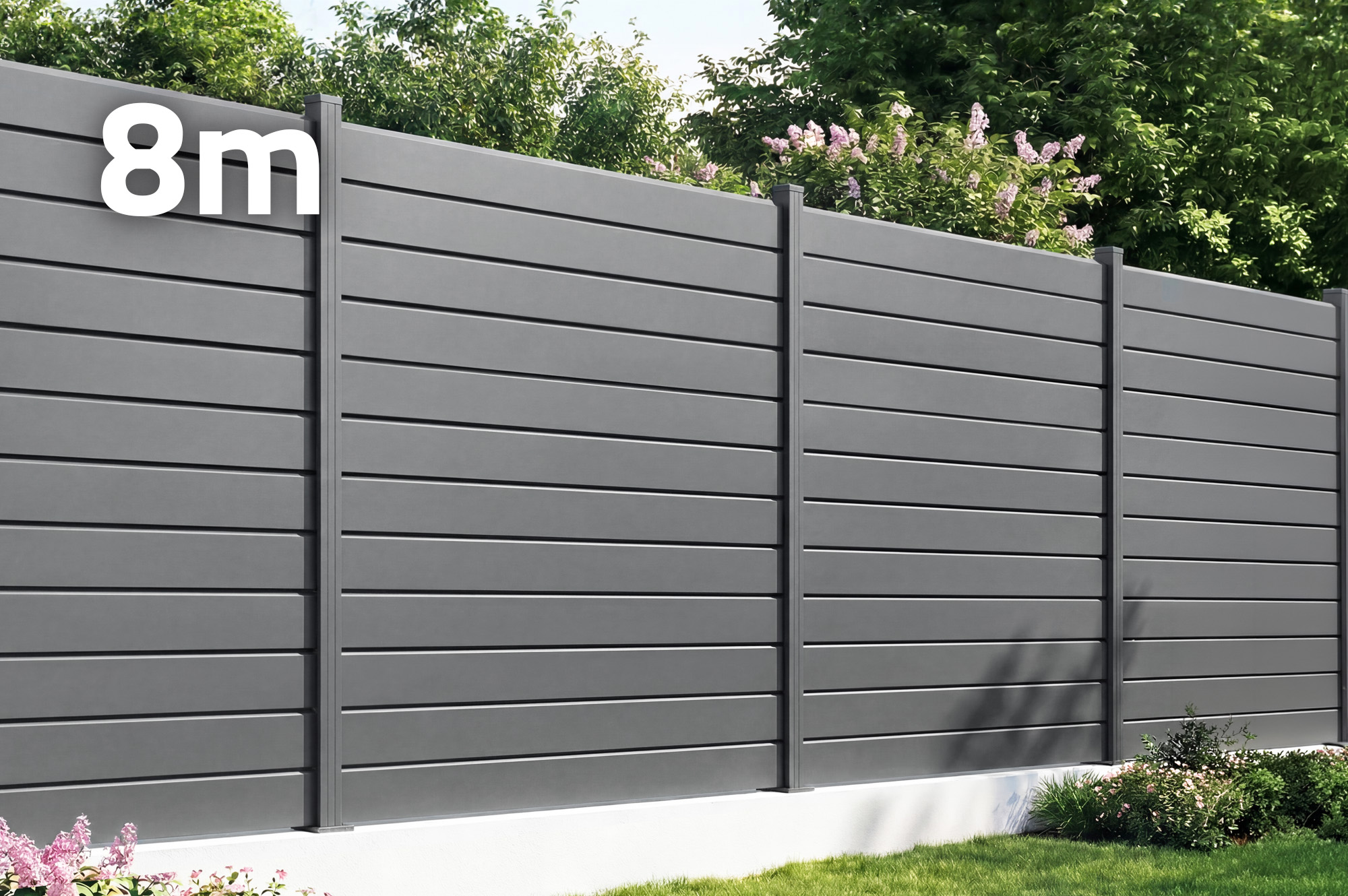 Casanoov Clôture Aluminium Persienne 8m Vano H.180 Cm Gris