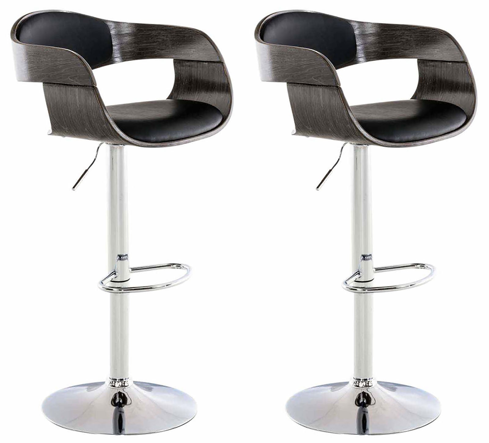 Lot De 2 Tabourets De Bar Design Scandinave En Pvc Noir Et Structure En 10_0004245