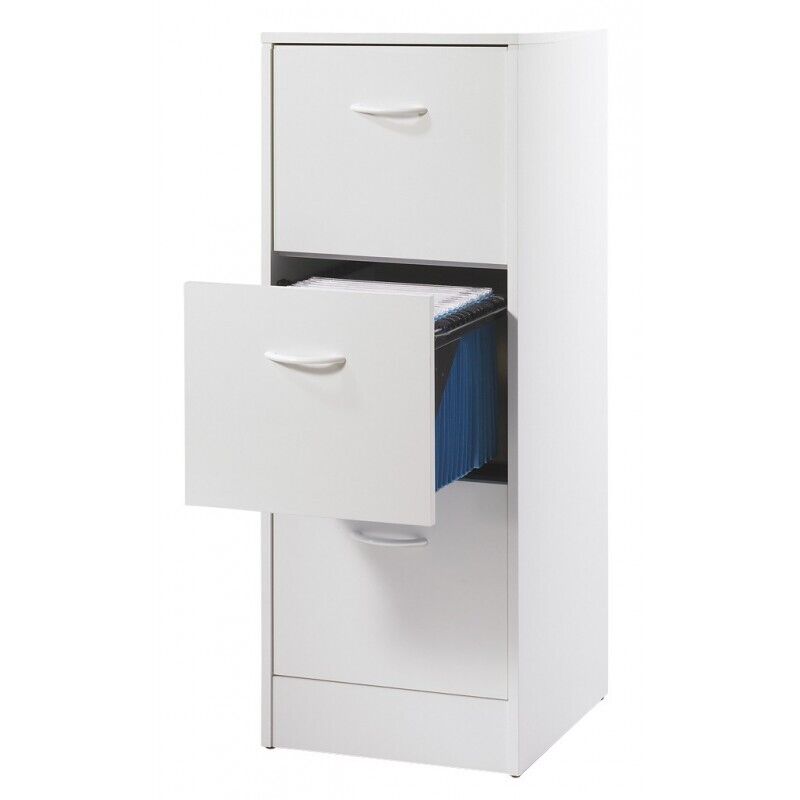 Classeur Beaux Meubles Pas Chers 3 Tiroirs 75 Dossiers Suspendus 41,4 X 108,4 X 44 Cm Blanc