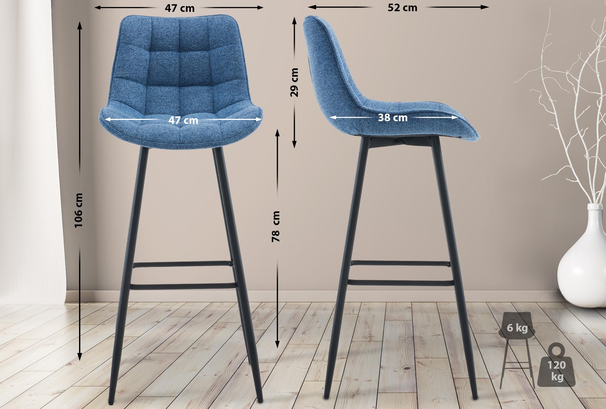 Tabouret De Bar Tissu Dartford Bleu