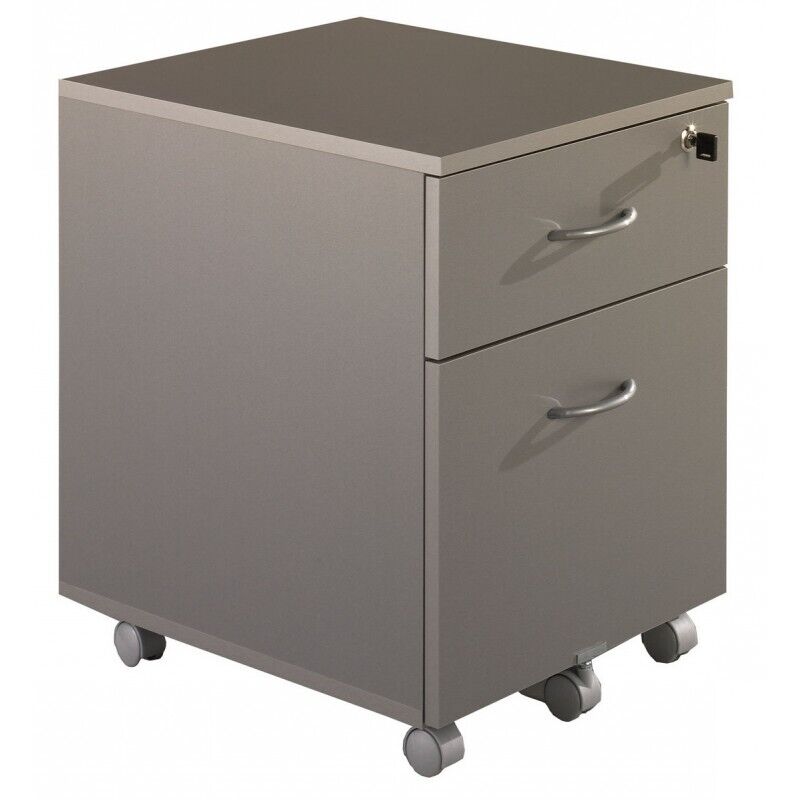 Caisson De Bureau Beaux Meubles Pas Chers 2 Tiroirs Alu 41 X 56 X 50 Cm Gris