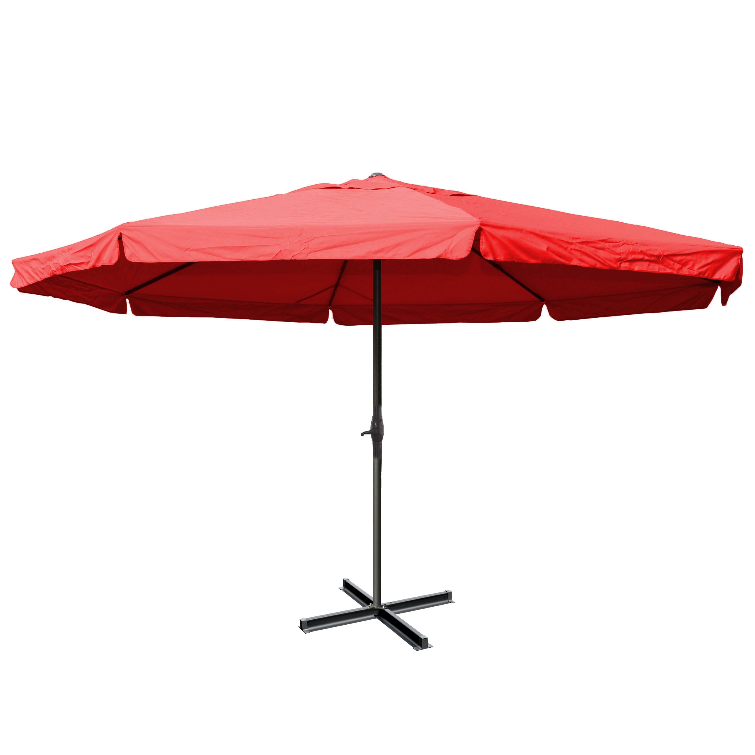 Parasol 5 M Sans Pied - Toile Bordeaux Avec Volant - Aluminium 04_0008023