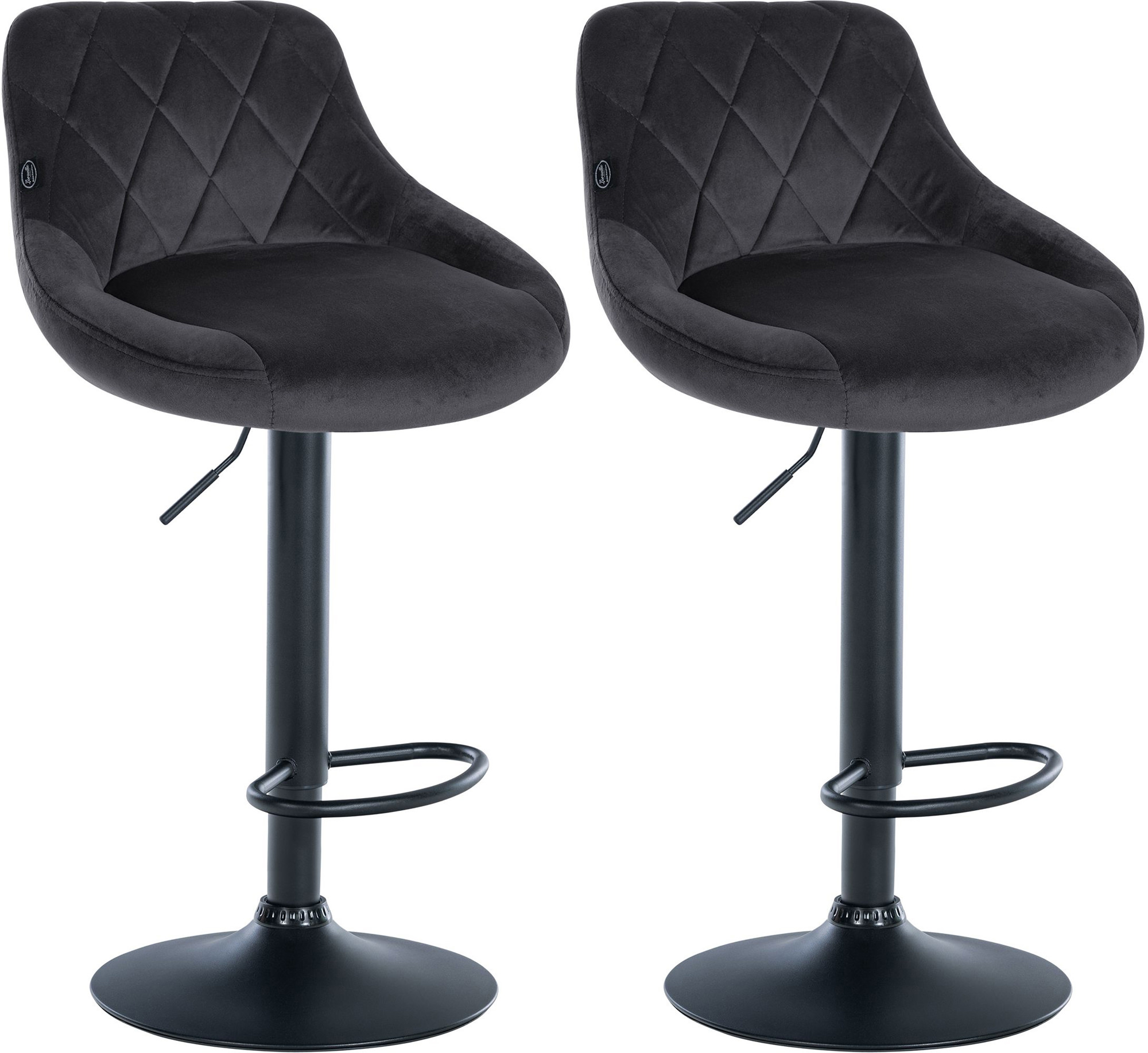 Lot De 2 Tabourets De Bar Lazio Velours Noir Gris Foncé