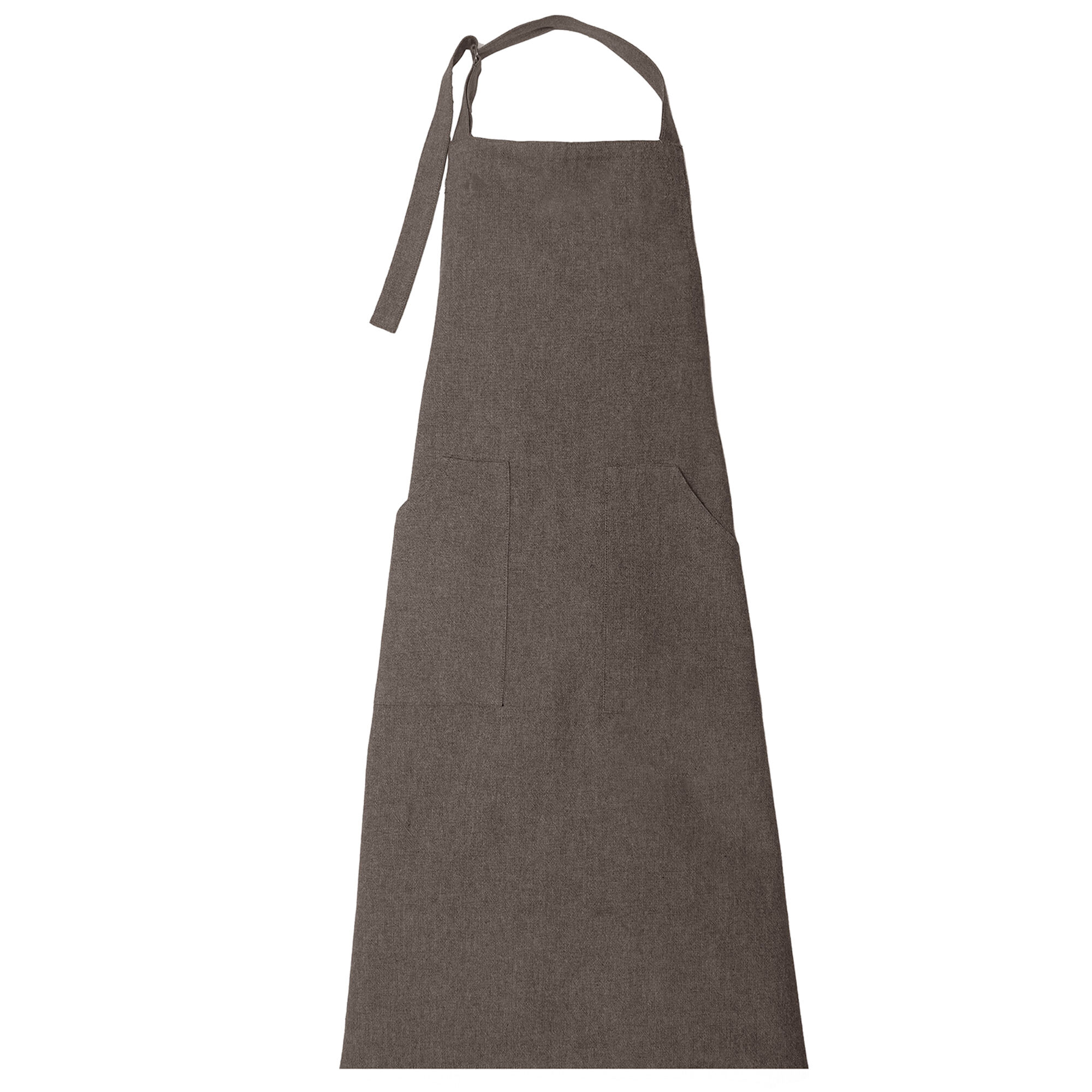 Tablier De Cuisine Double Poche 70x90 Cm Hono Marron Schiste