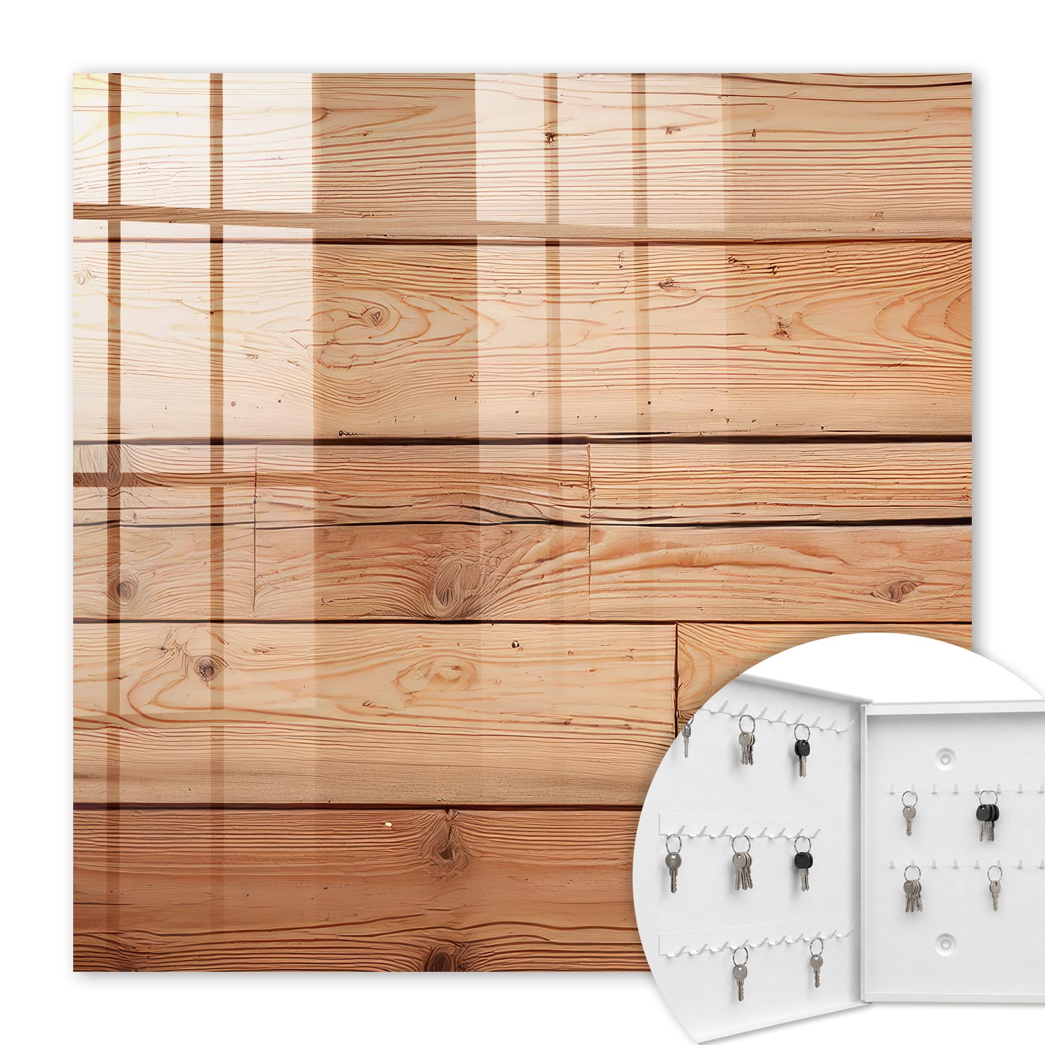 Armoire À Clés - (30 Cm X 30 Cm) - Boîte À Clés Murale - Coffret De Rangement Pour Clés - Couleur Blanche - Ouverture Vers La Gauche - Pour Maison Et Bureau - Planches De Bois