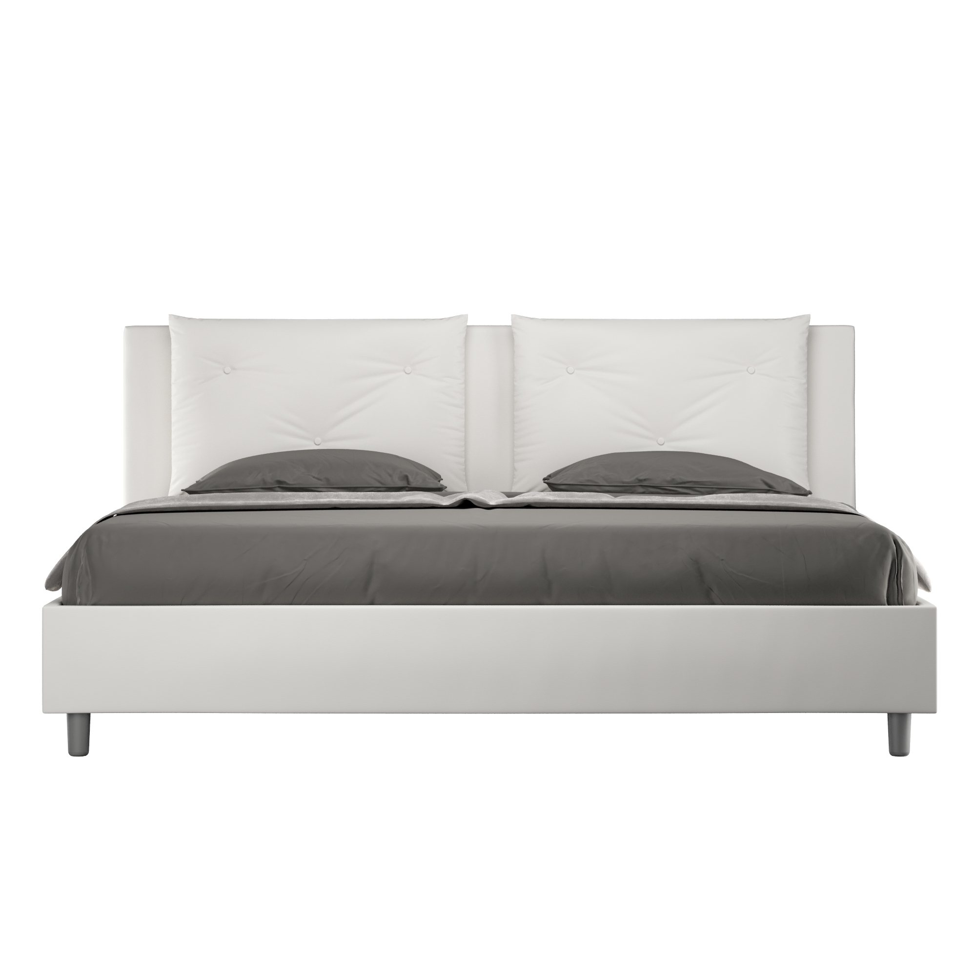 Lit Sans Sommier Rembourré 180x190 Similicuir Blanc Appia
