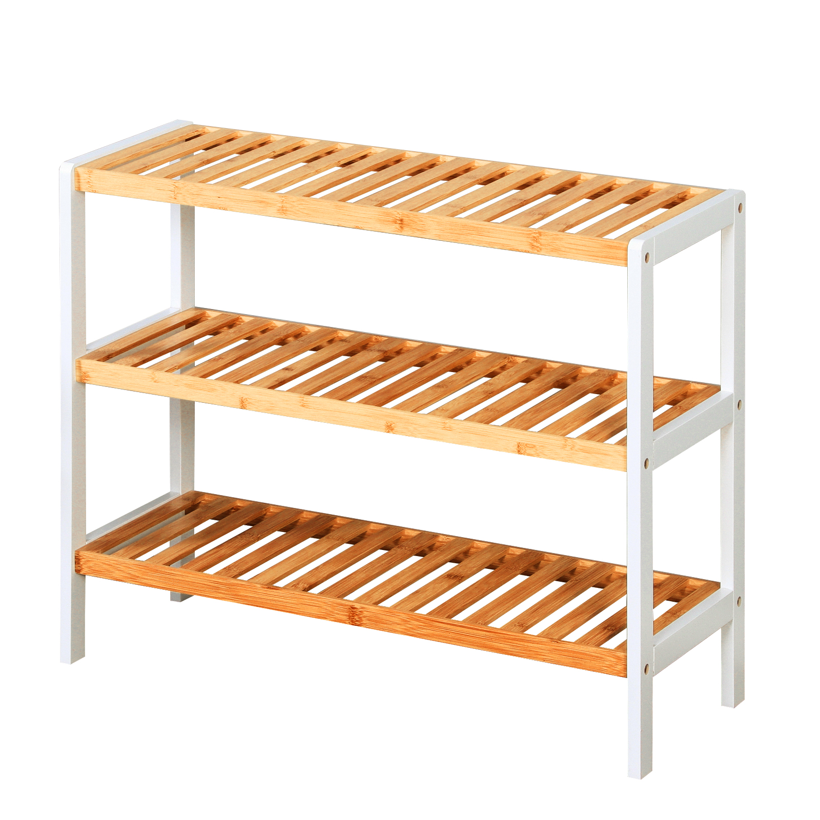 Étagère À Chaussures En Bambou Michigan, Blanc, 70 X 25 X 55 Cm