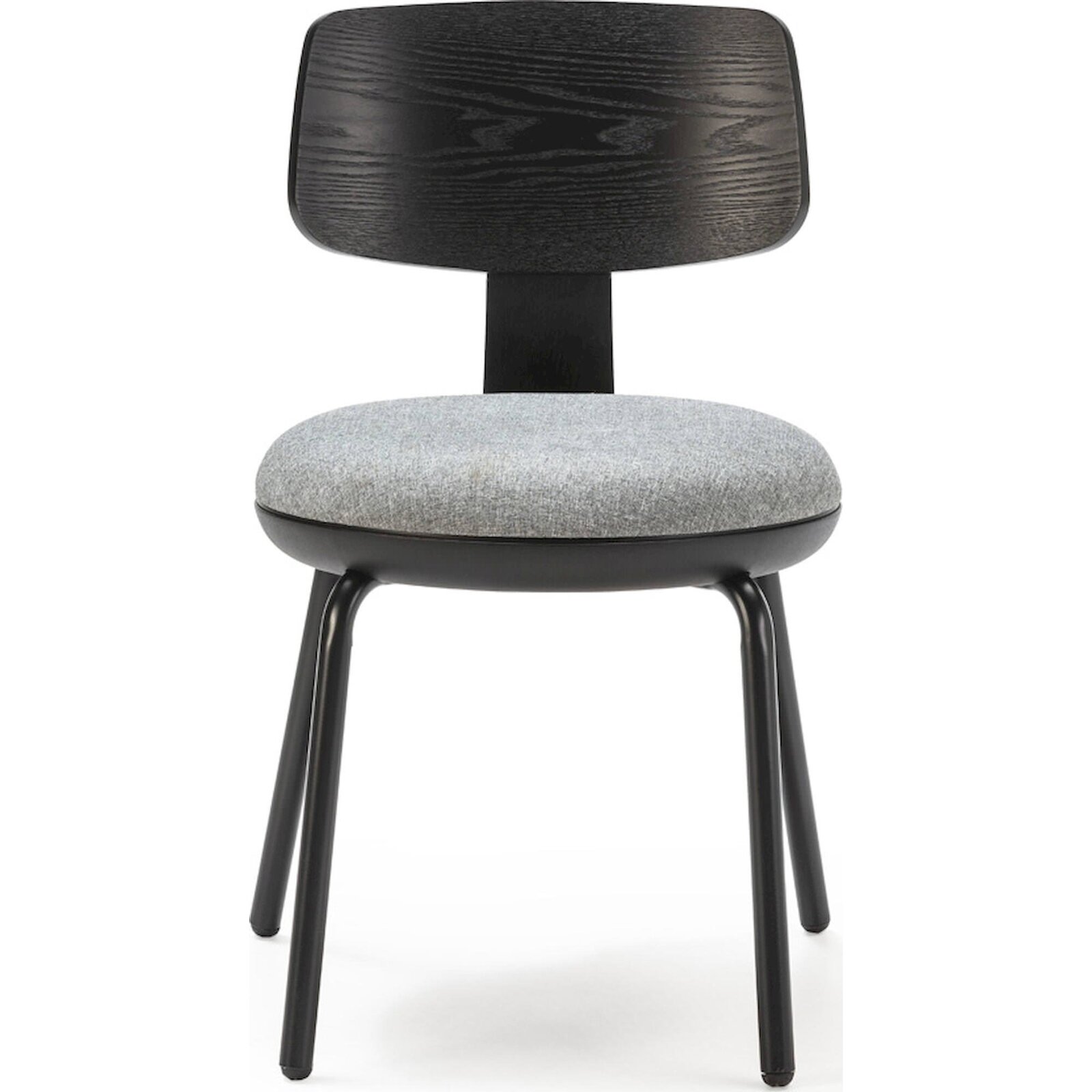 Chaise Élégante Bois Hêtre Et Métal Gris - Noir Charbon Et Gris Chiné