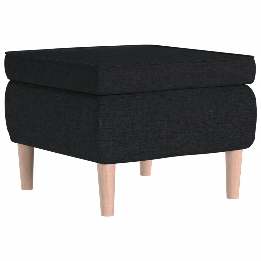Tabouret Assise Repose-pieds Avec Pieds En Bois Et Tissu Noir Dec026313