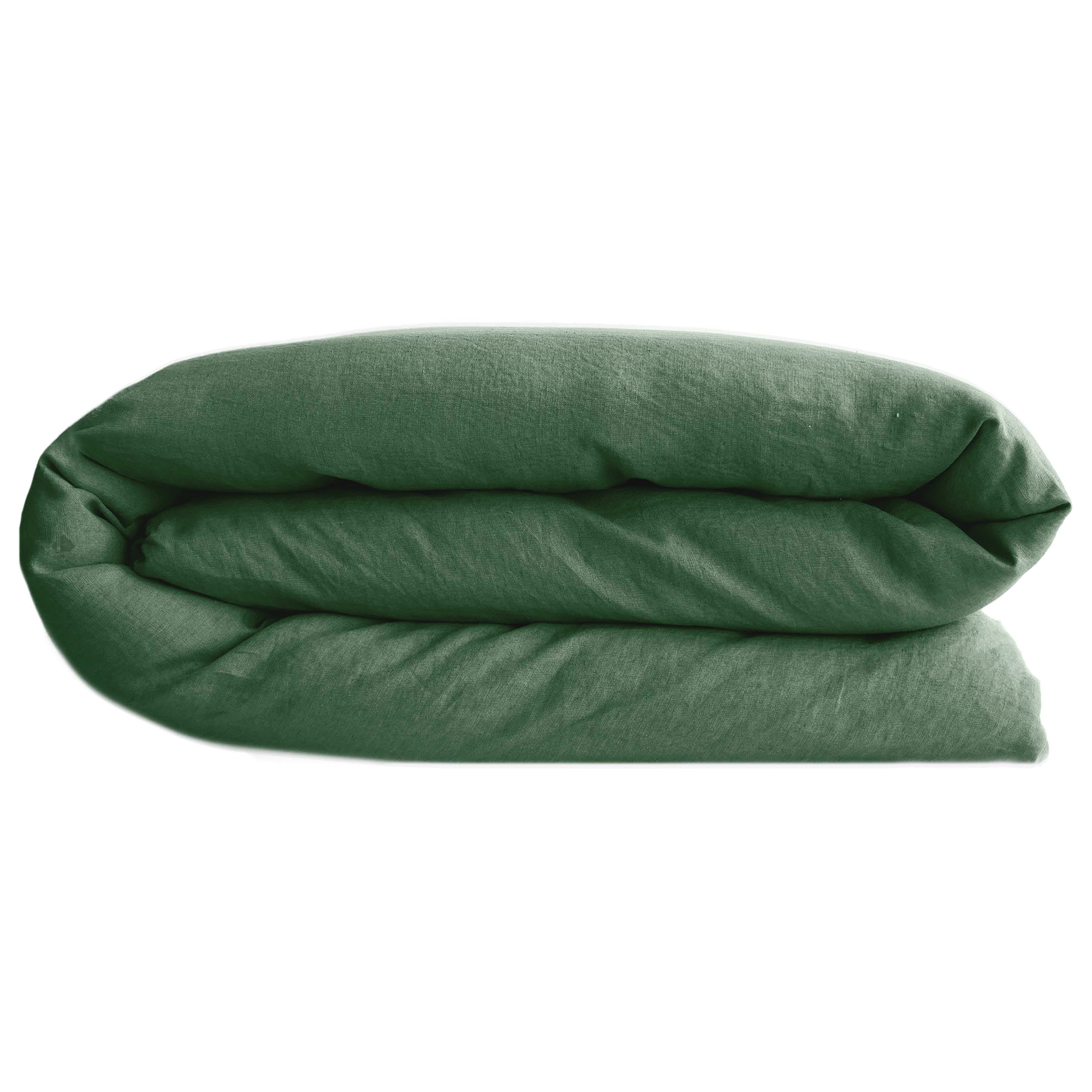 Housse De Couette Palace Pur Coton Lavé 140x200 Cm Uni Vert Cedre
