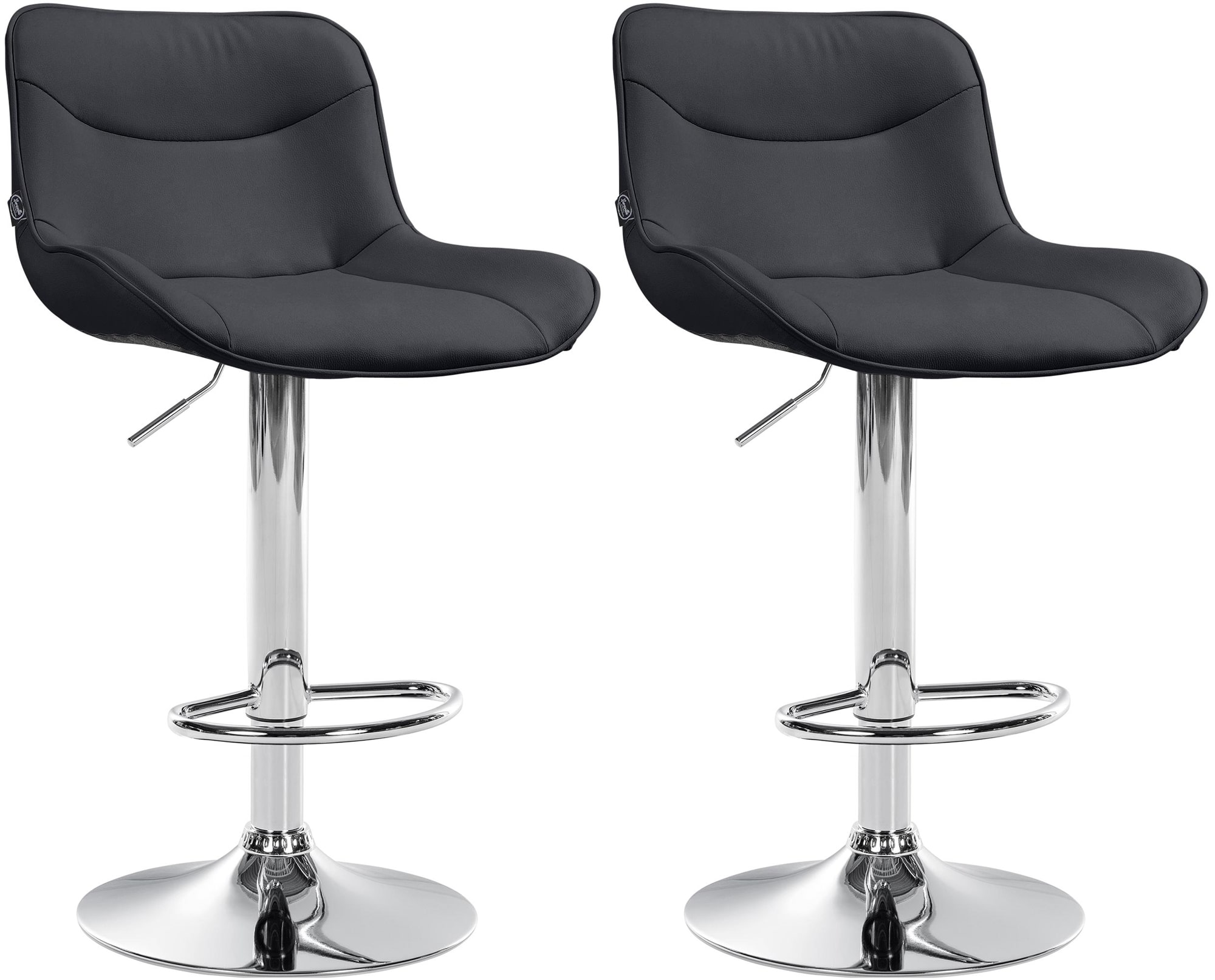 Lot De 2 Tabourets De Bar Vonore Simili Cuir Chromé Noir